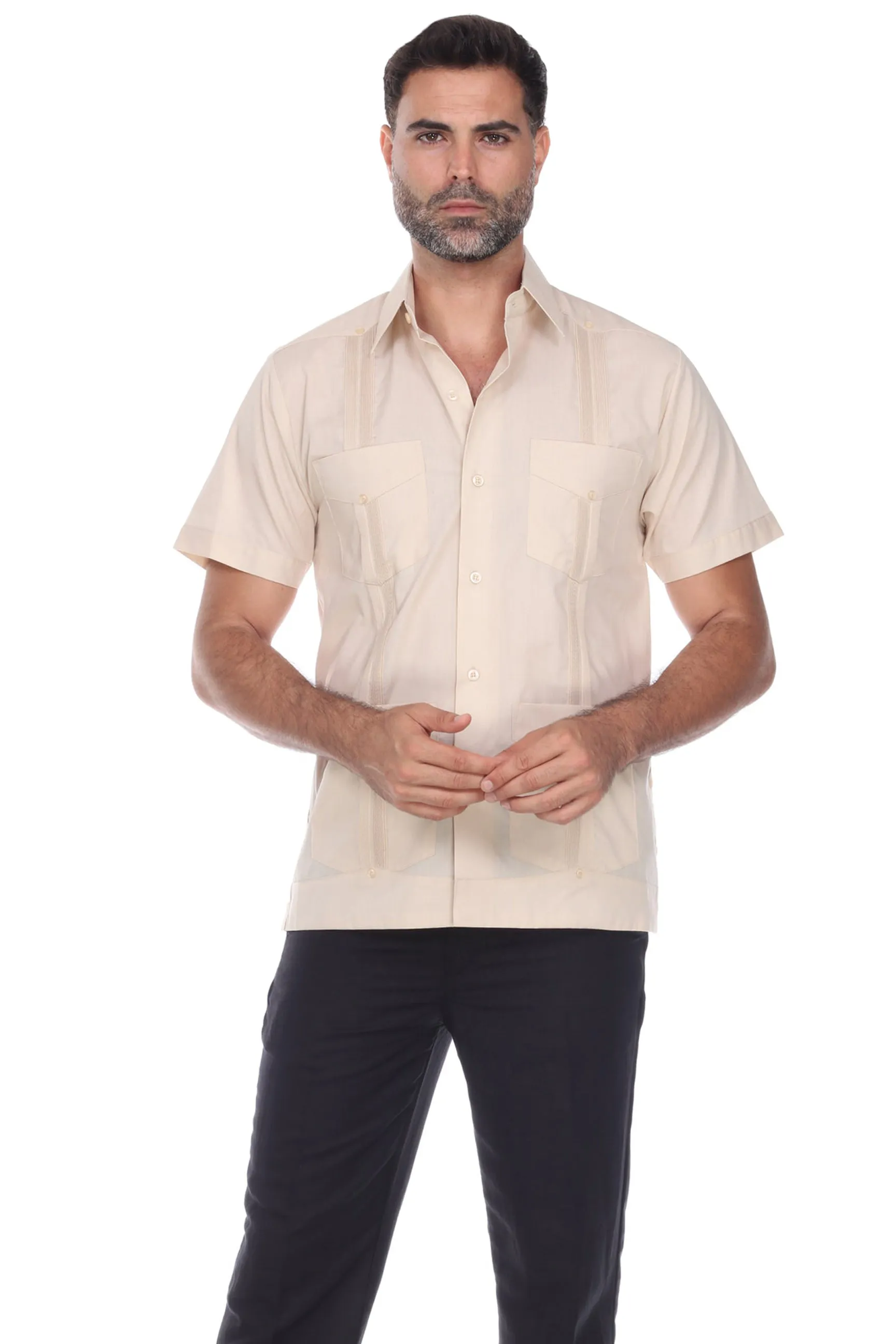 Mojito Collection Guayabera Shirt Classic Poly Cotton Blend Short Sleeve