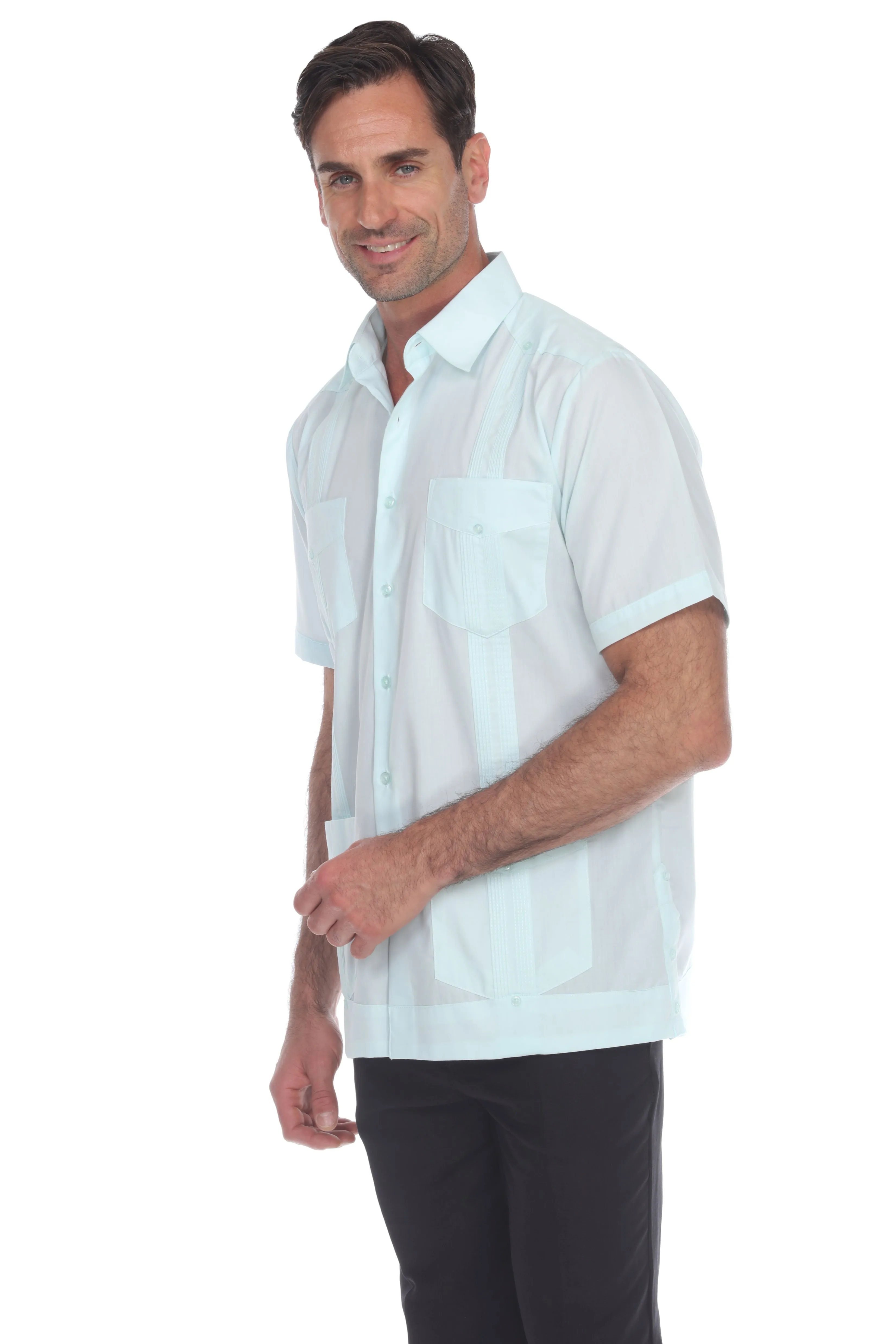 Mojito Collection Guayabera Shirt Classic Poly Cotton Blend Short Sleeve