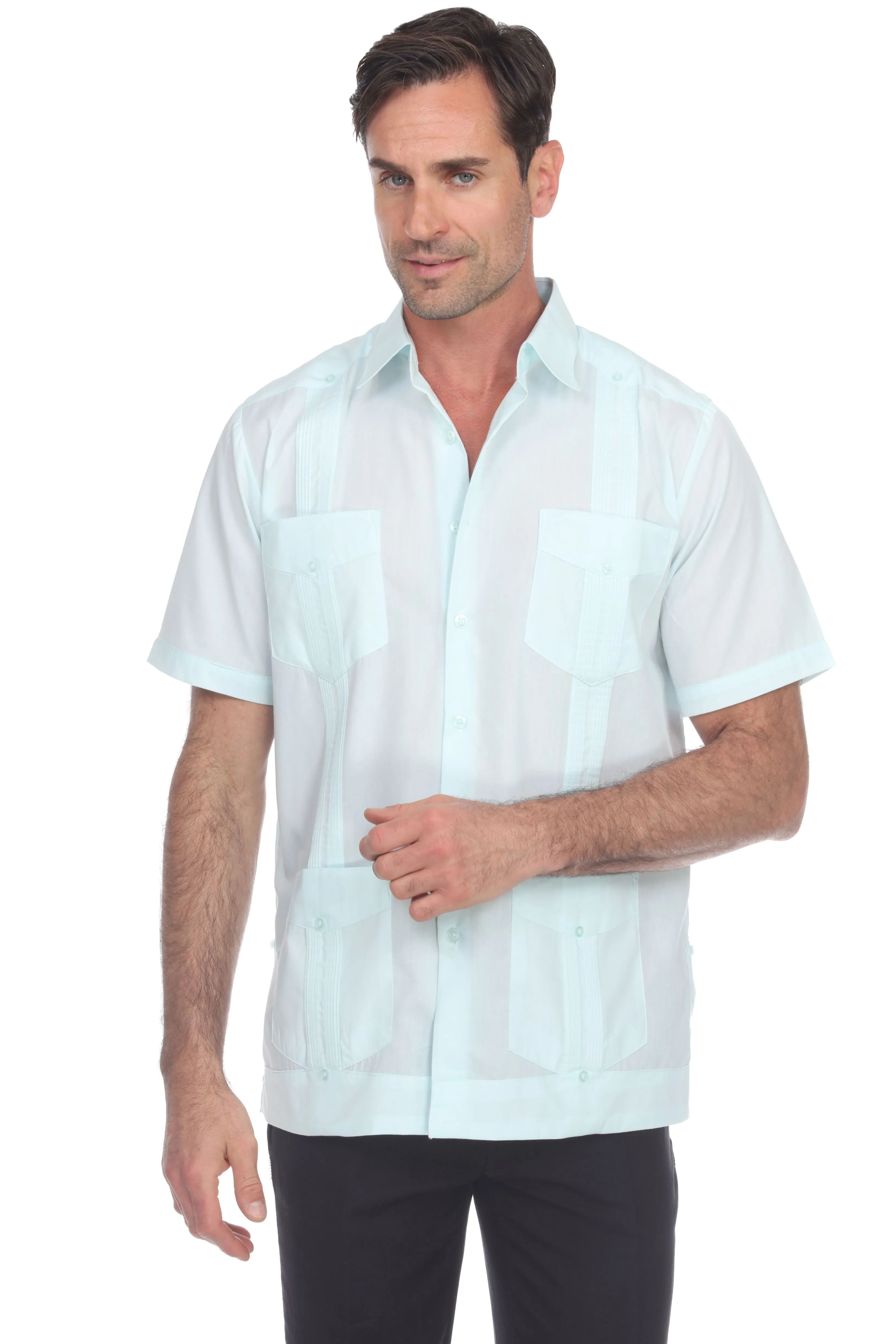 Mojito Collection Guayabera Shirt Classic Poly Cotton Blend Short Sleeve