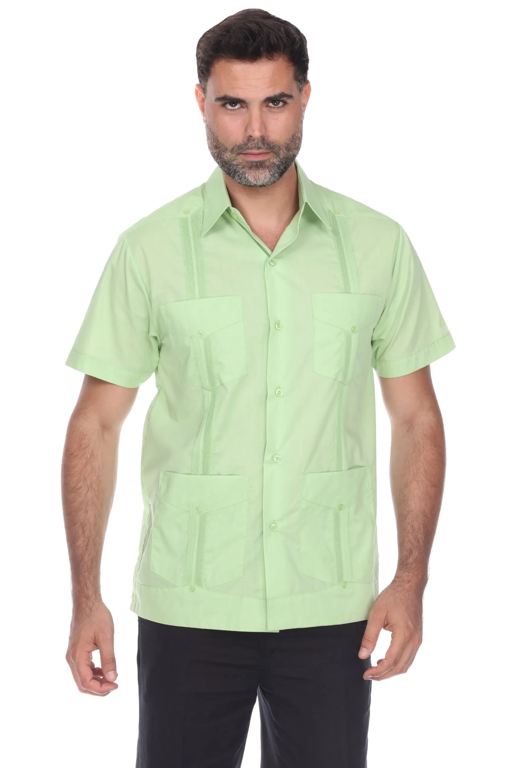 Mojito Collection Guayabera Shirt Classic Poly Cotton Blend Short Sleeve