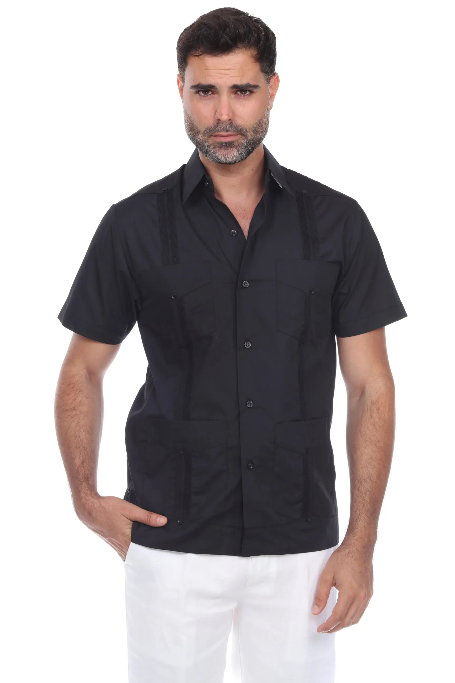 Mojito Collection Guayabera Shirt Classic Poly Cotton Blend Short Sleeve