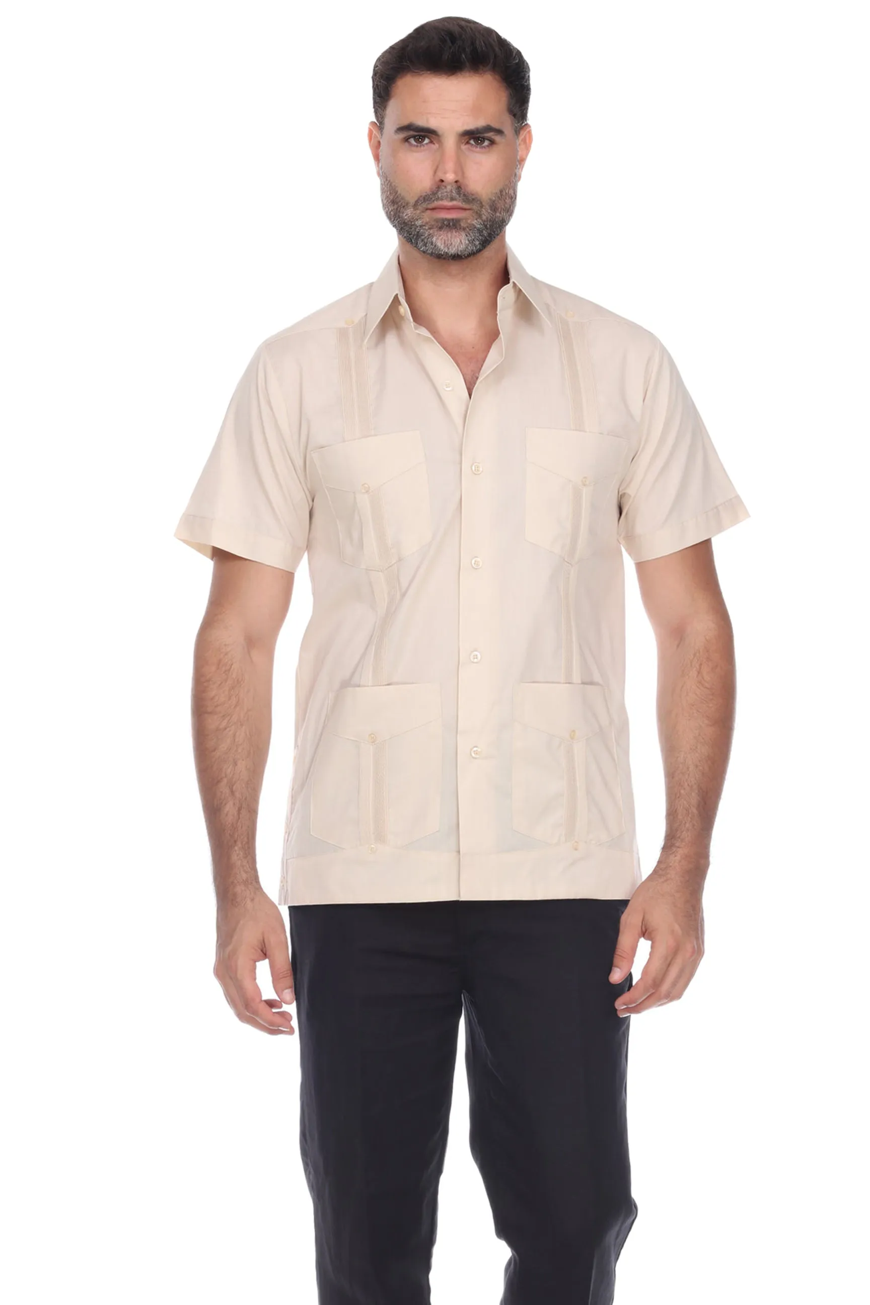 Mojito Collection Guayabera Shirt Classic Poly Cotton Blend Short Sleeve