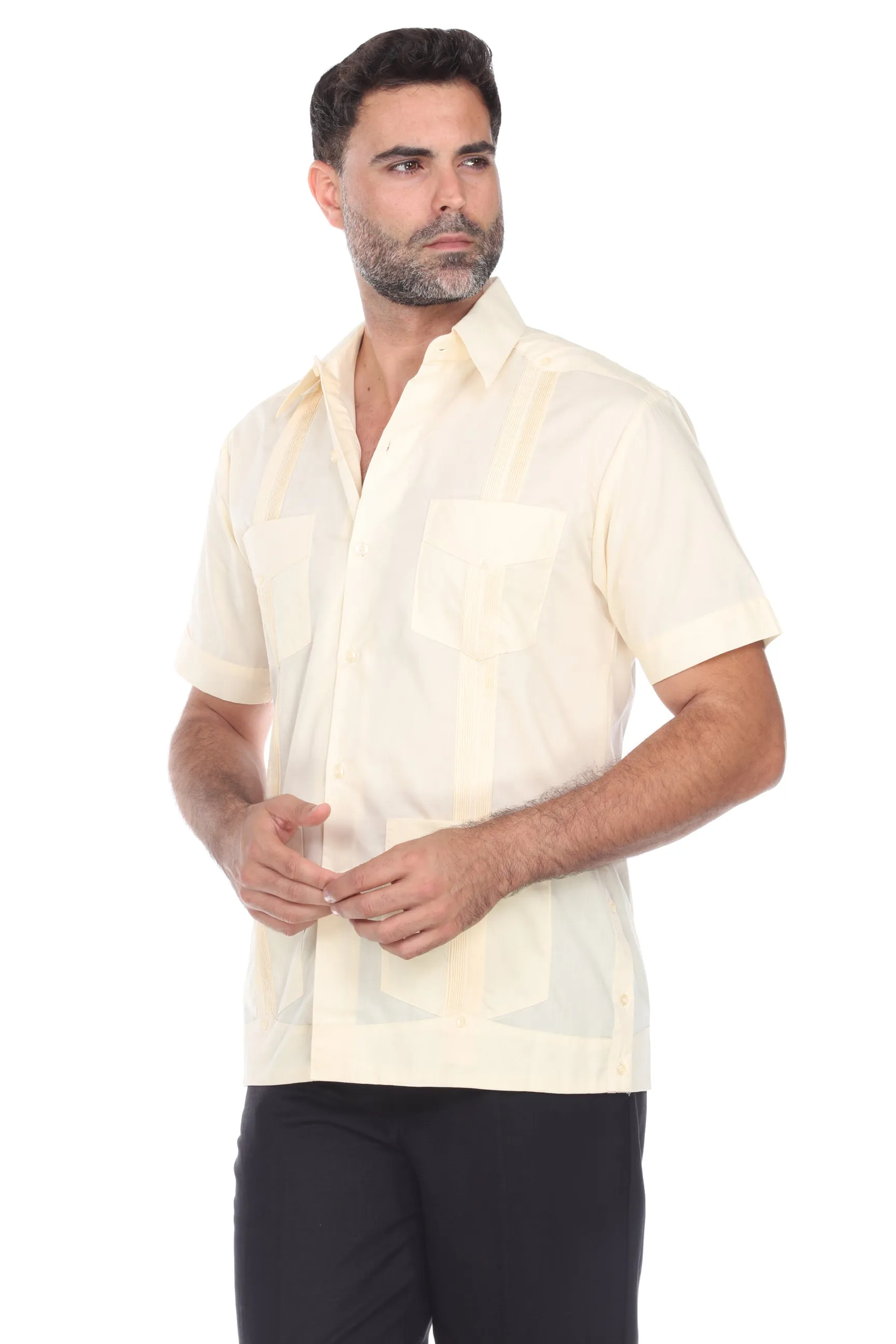 Mojito Collection Guayabera Shirt Classic Poly Cotton Blend Short Sleeve