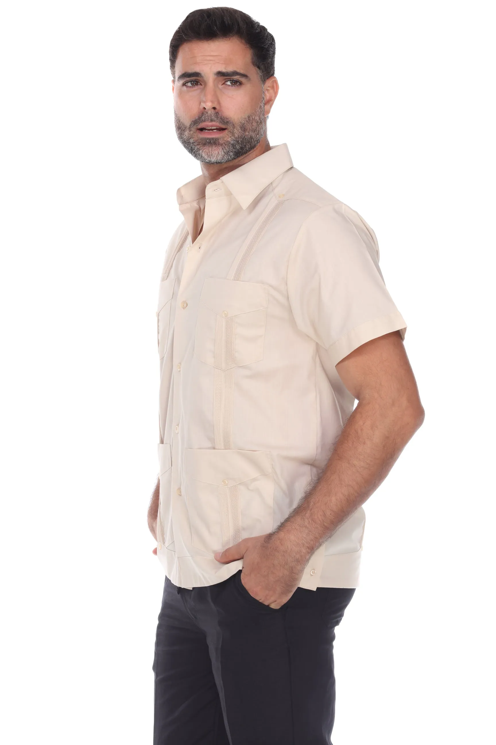 Mojito Collection Guayabera Shirt Classic Poly Cotton Blend Short Sleeve