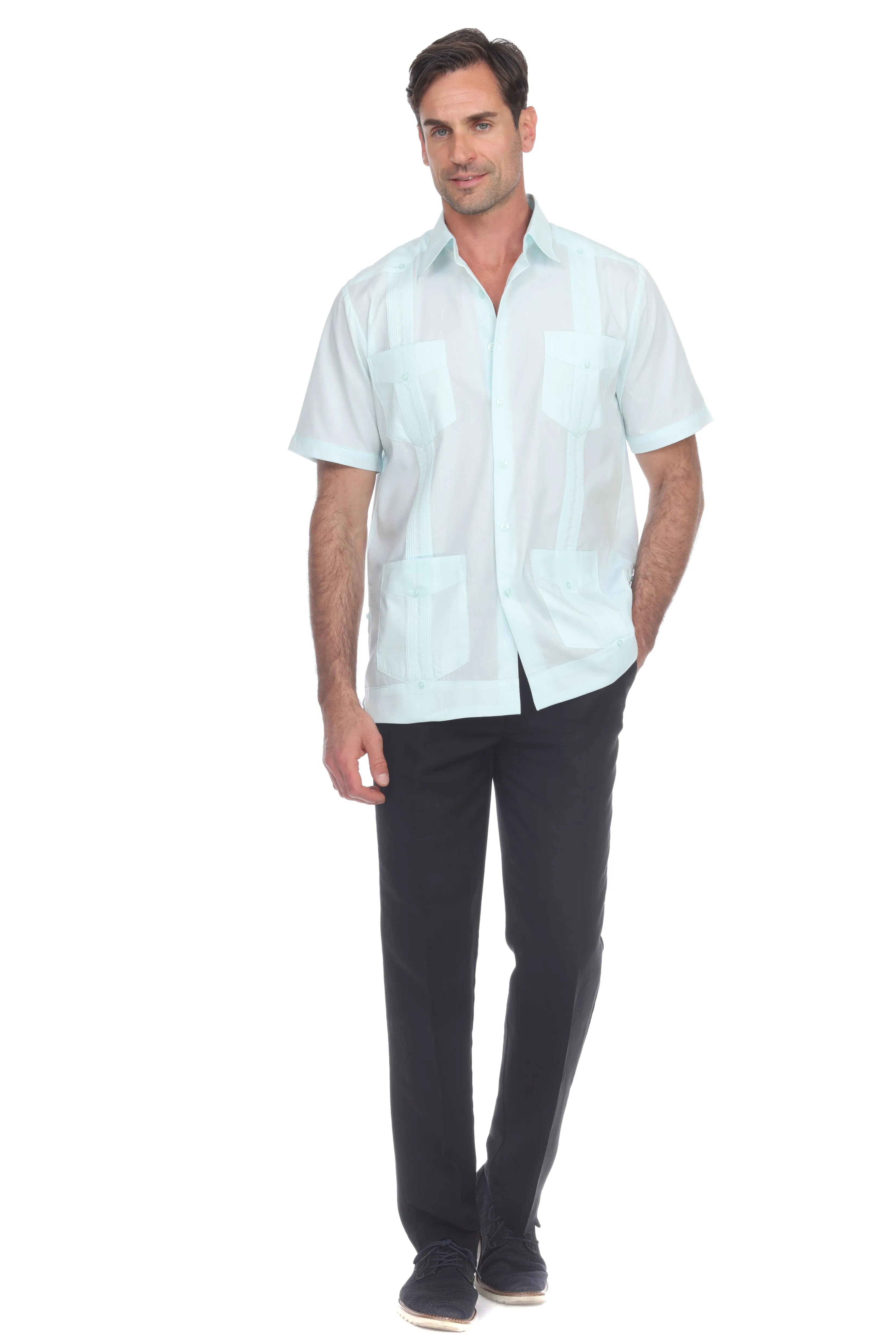 Mojito Collection Guayabera Shirt Classic Poly Cotton Blend Short Sleeve