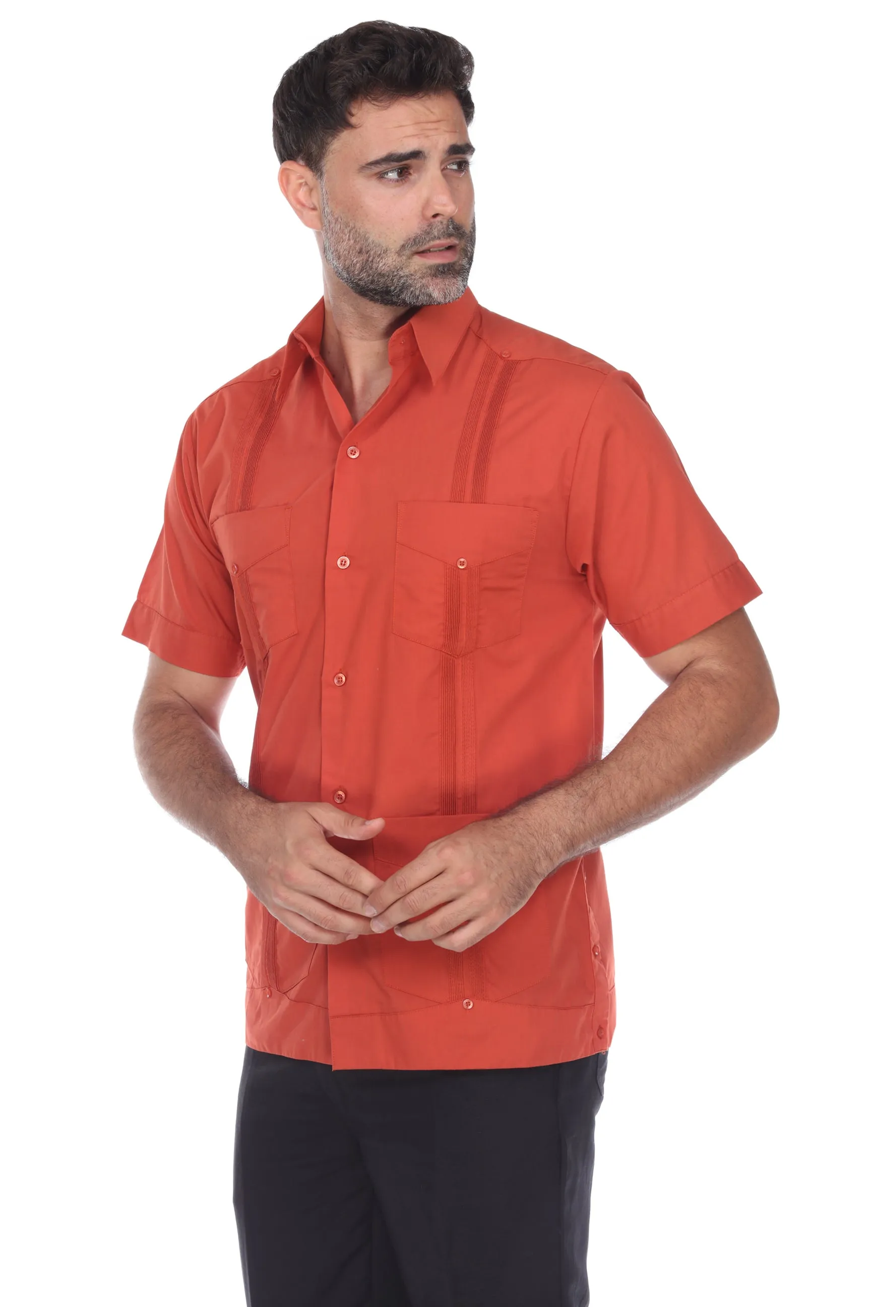 Mojito Collection Guayabera Shirt Classic Poly Cotton Blend Short Sleeve