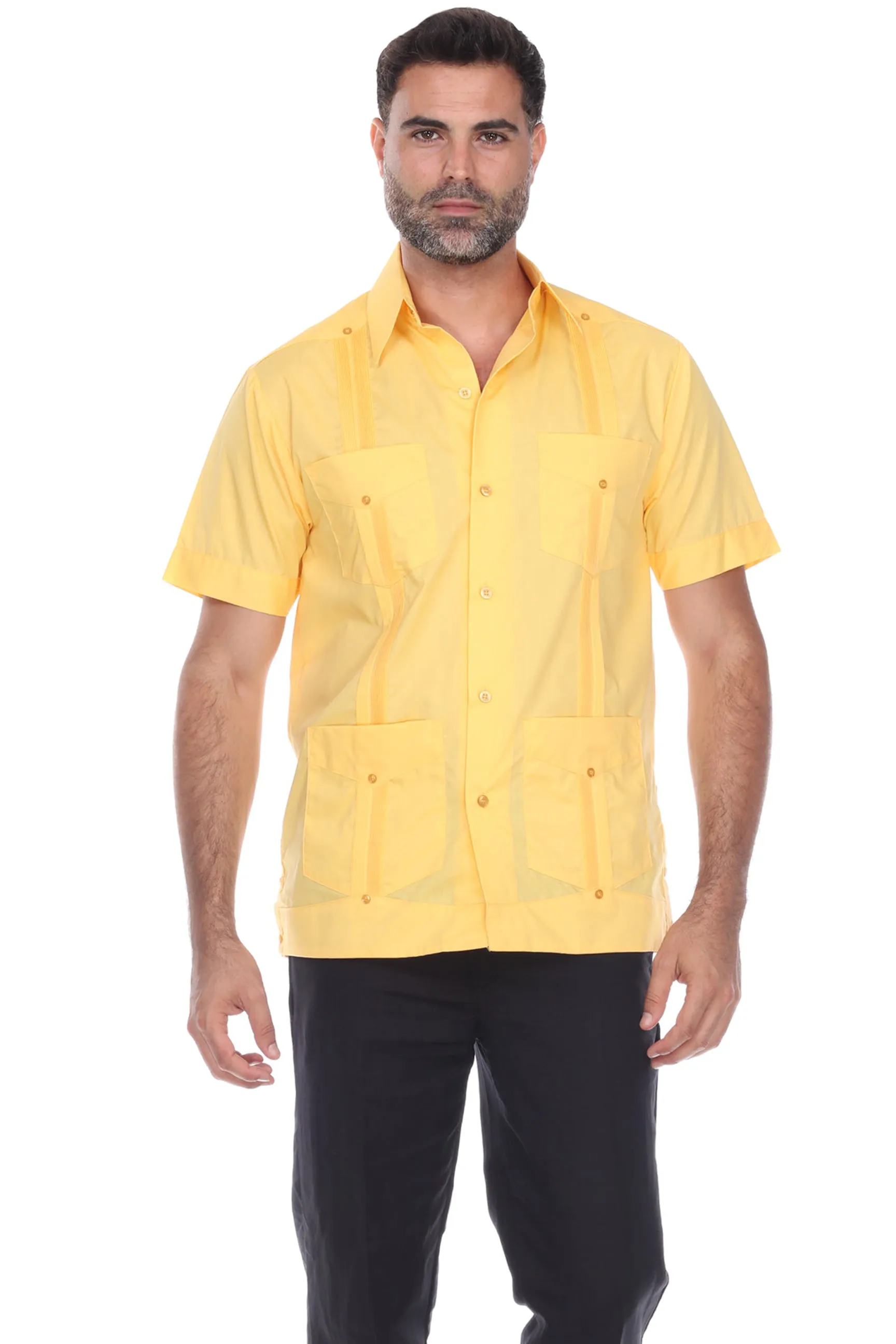 Mojito Collection Guayabera Shirt Classic Poly Cotton Blend Short Sleeve