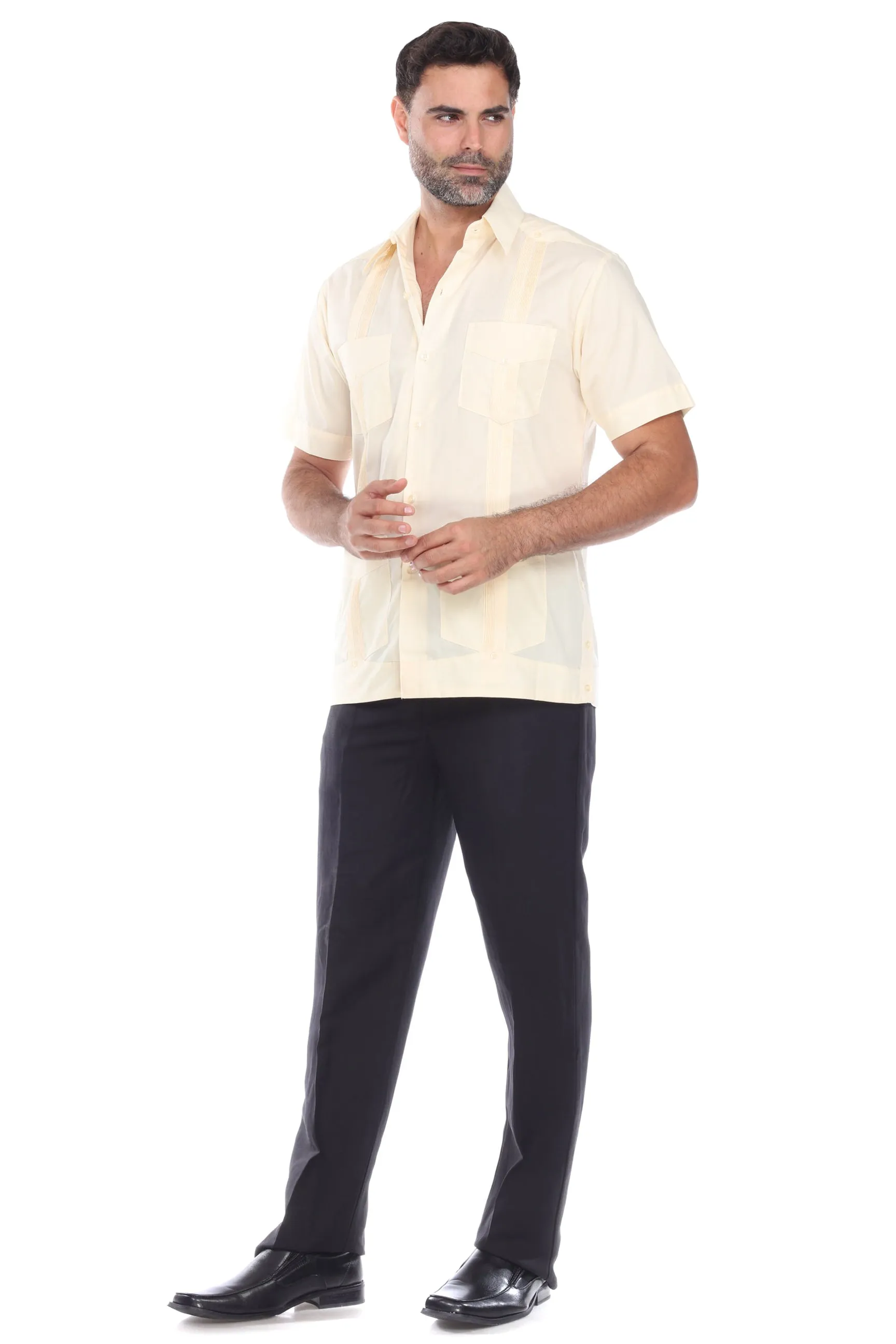 Mojito Collection Guayabera Shirt Classic Poly Cotton Blend Short Sleeve