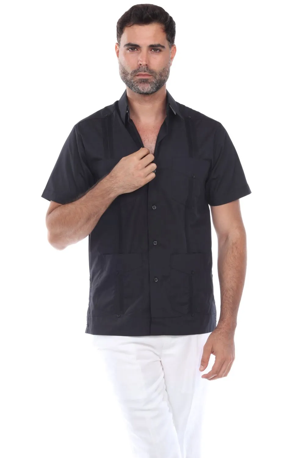 Mojito Collection Guayabera Shirt Classic Poly Cotton Blend Short Sleeve