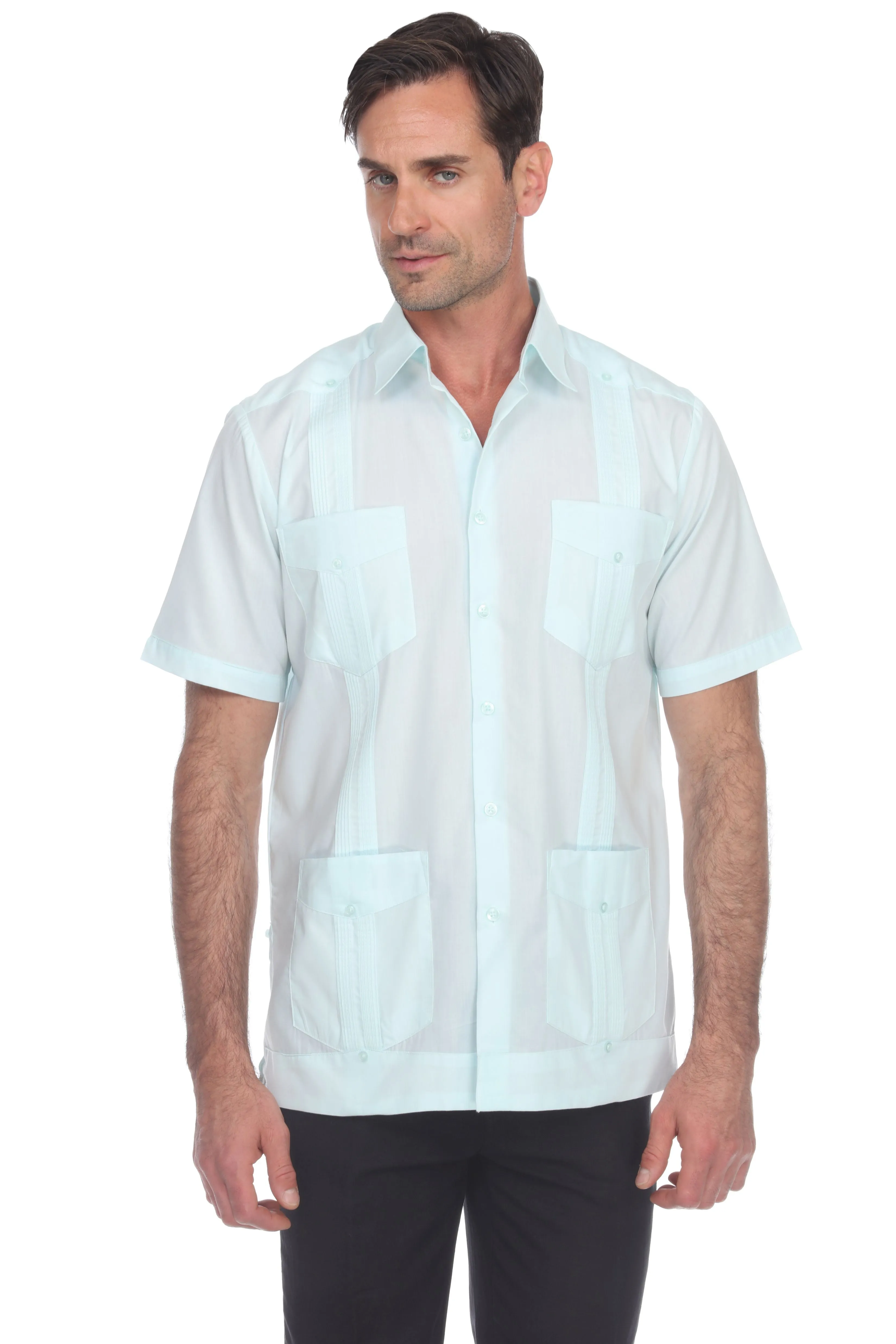 Mojito Collection Guayabera Shirt Classic Poly Cotton Blend Short Sleeve