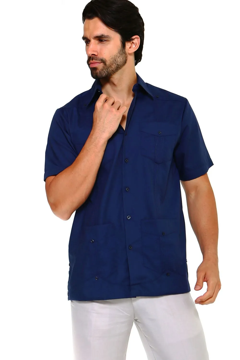 Mojito Collection Guayabera Shirt Classic Poly Cotton Blend Short Sleeve