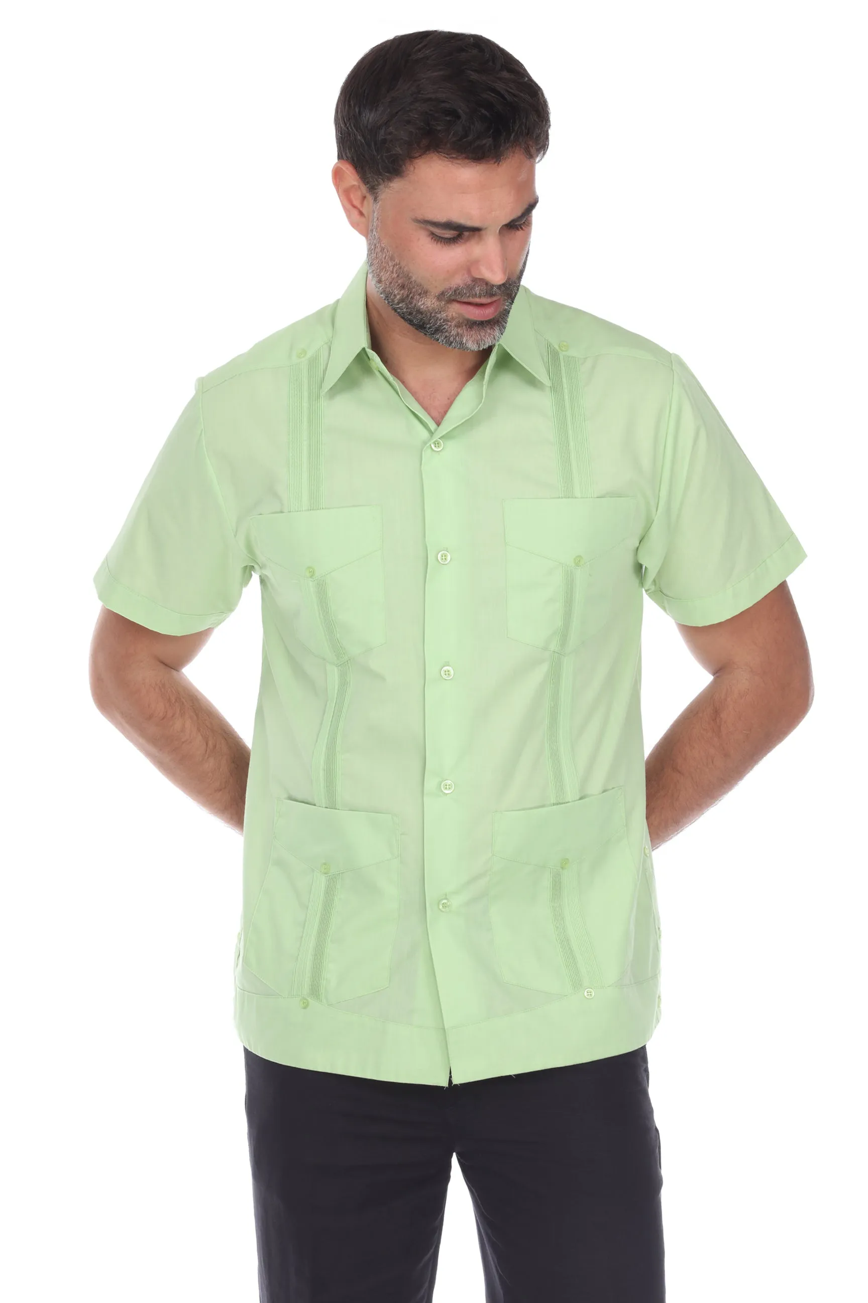 Mojito Collection Guayabera Shirt Classic Poly Cotton Blend Short Sleeve