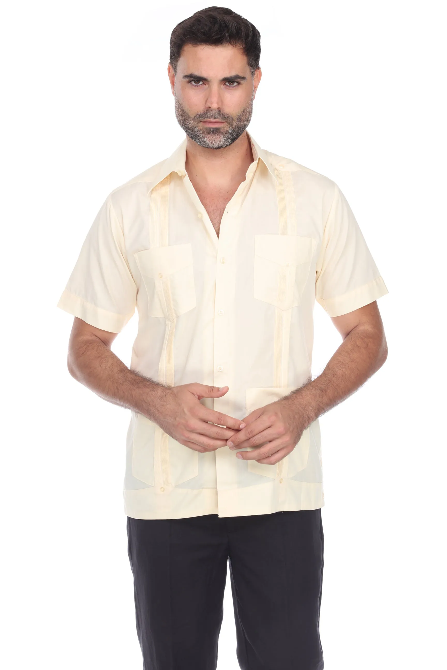 Mojito Collection Guayabera Shirt Classic Poly Cotton Blend Short Sleeve