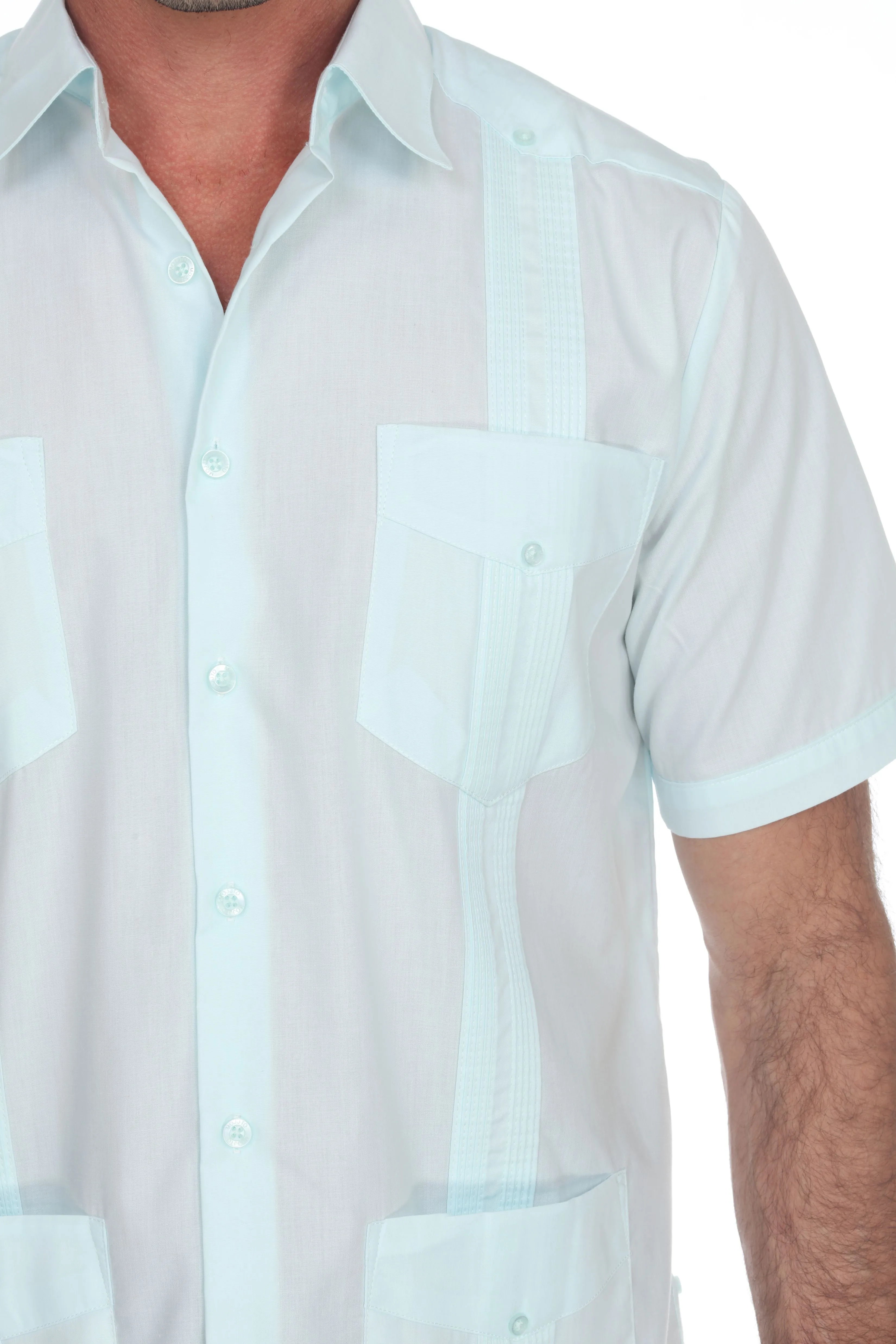 Mojito Collection Guayabera Shirt Classic Poly Cotton Blend Short Sleeve