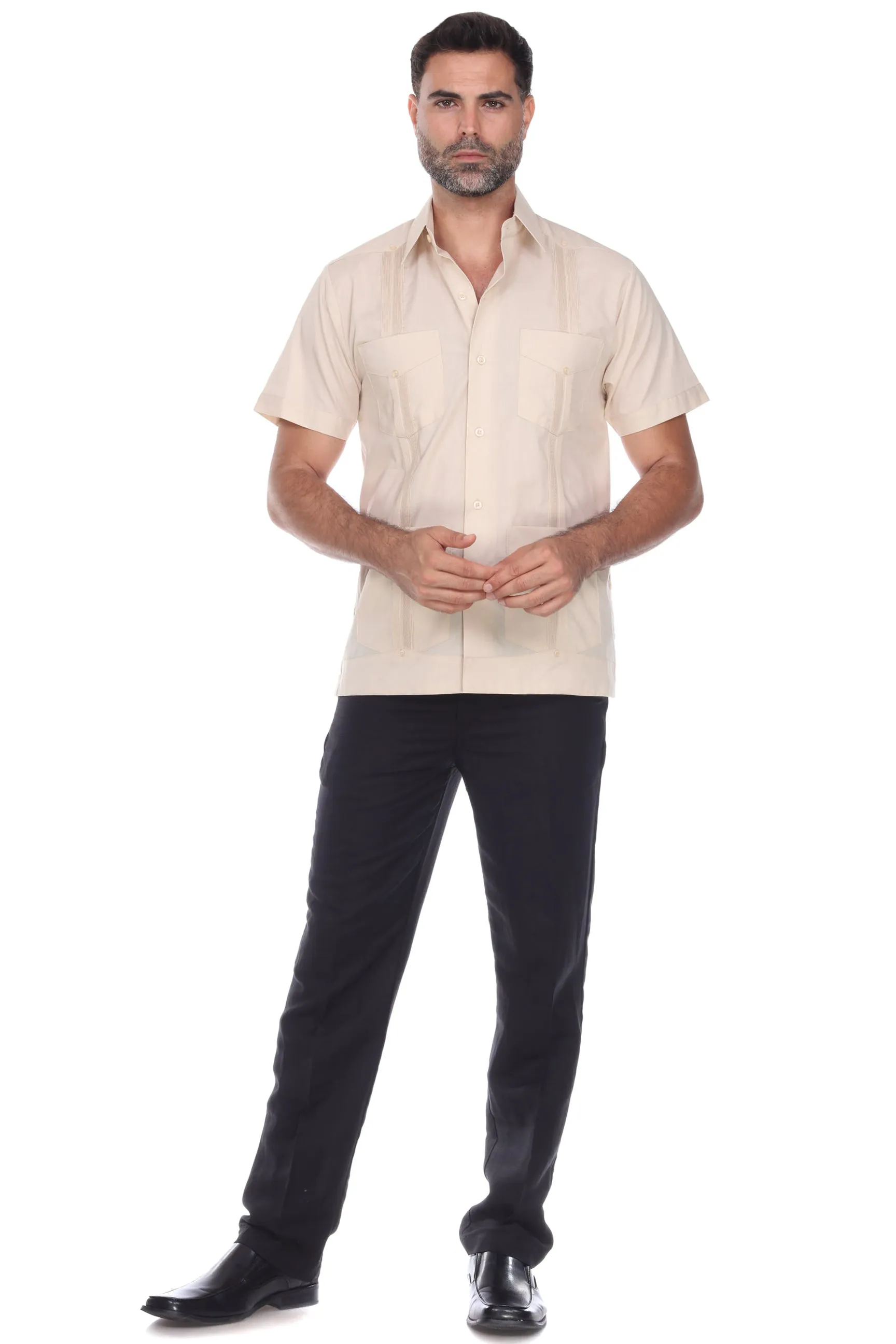 Mojito Collection Guayabera Shirt Classic Poly Cotton Blend Short Sleeve