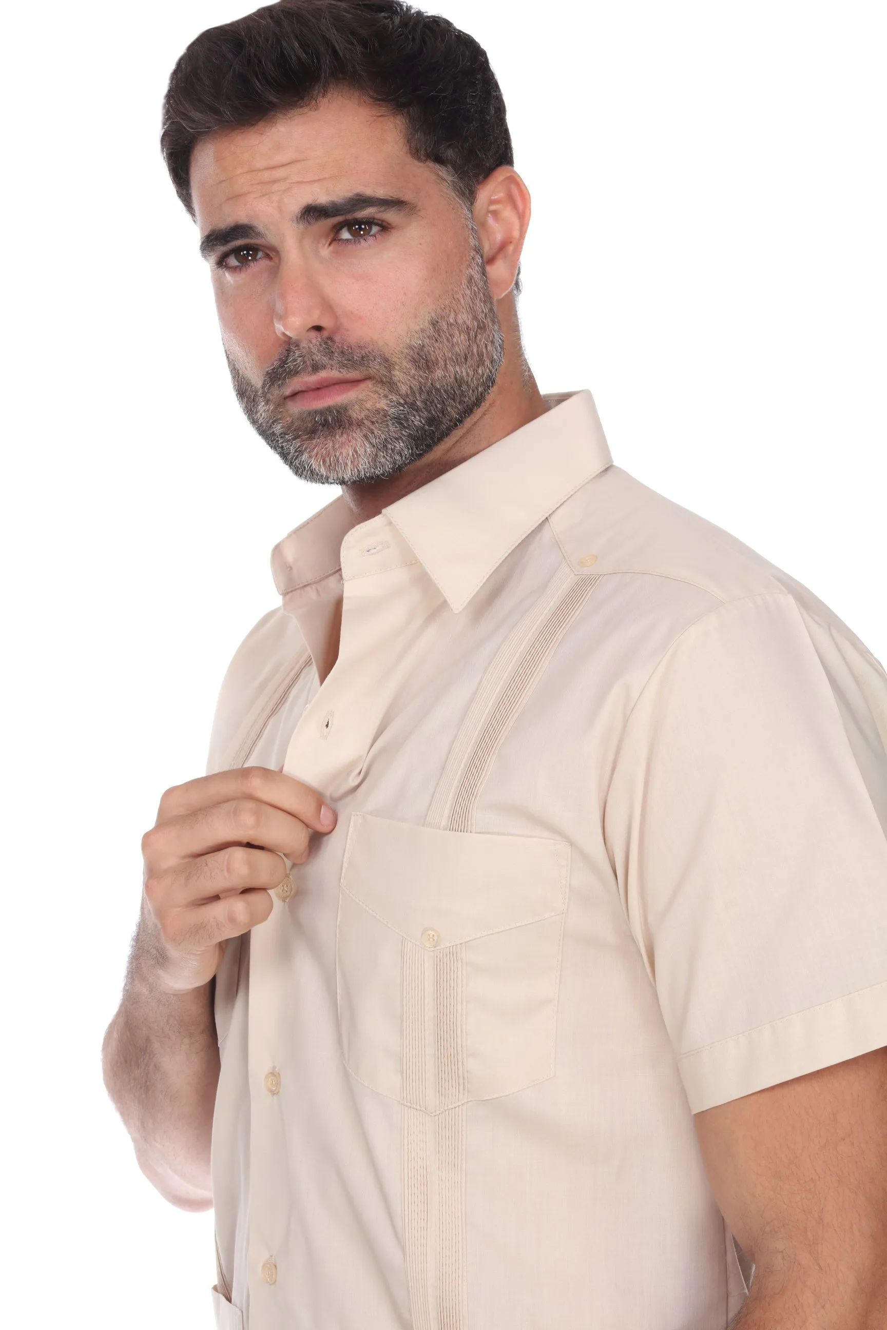 Mojito Collection Guayabera Shirt Classic Poly Cotton Blend Short Sleeve