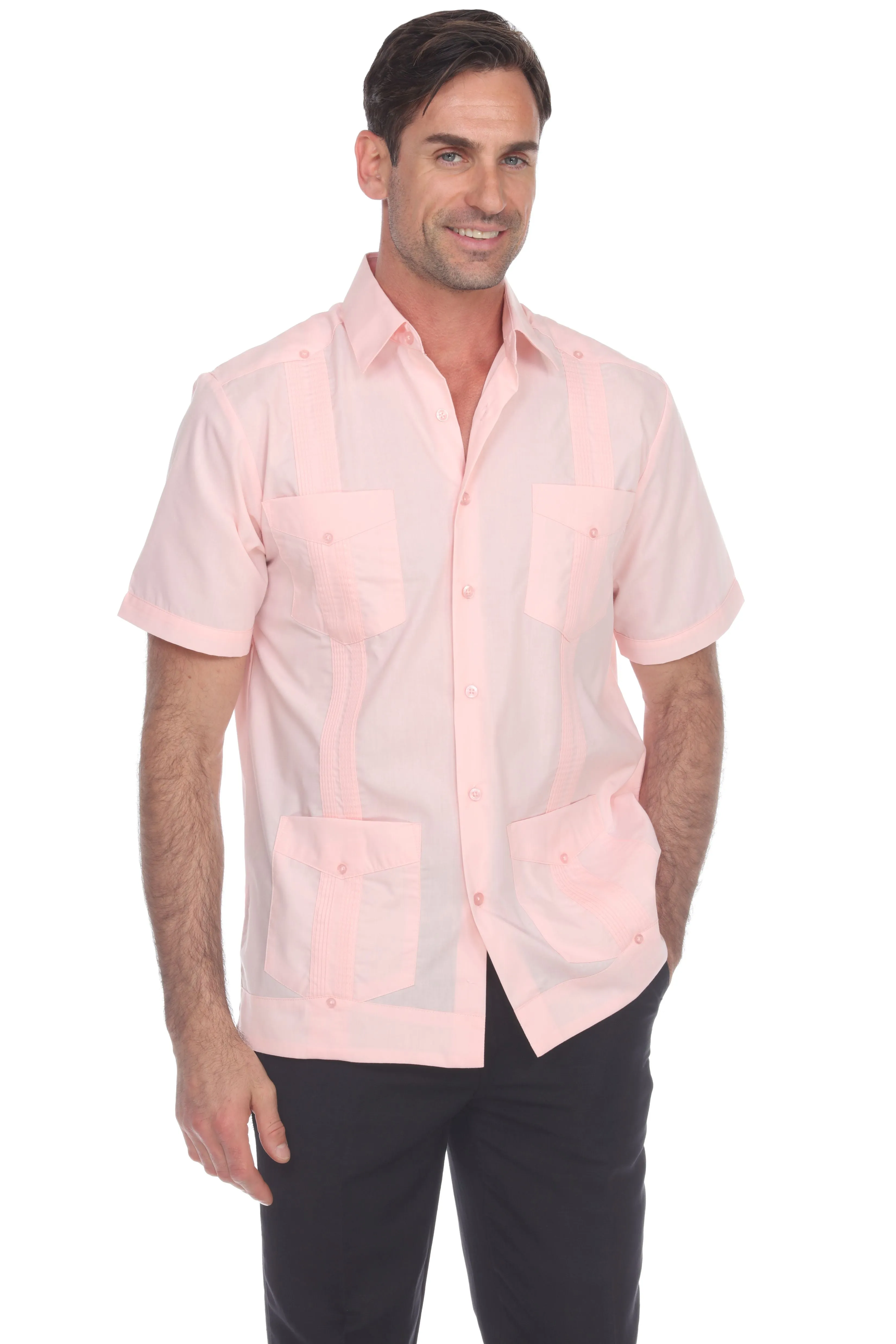 Mojito Collection Guayabera Shirt Classic Poly Cotton Blend Short Sleeve