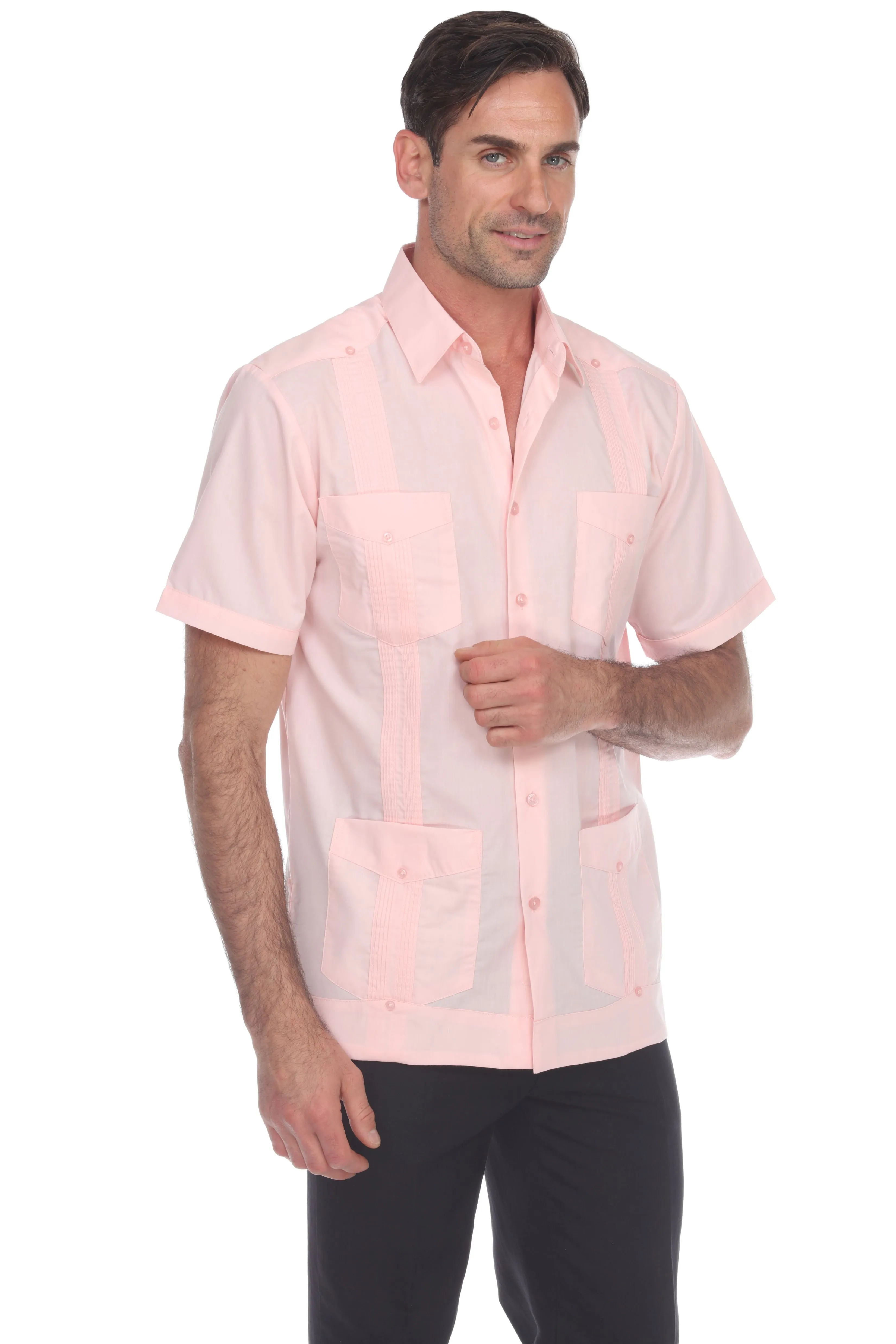 Mojito Collection Guayabera Shirt Classic Poly Cotton Blend Short Sleeve