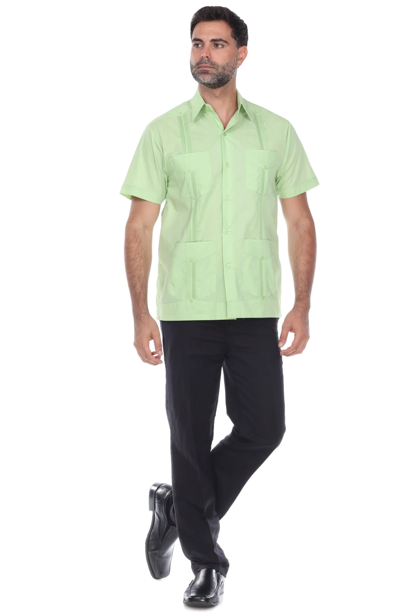 Mojito Collection Guayabera Shirt Classic Poly Cotton Blend Short Sleeve