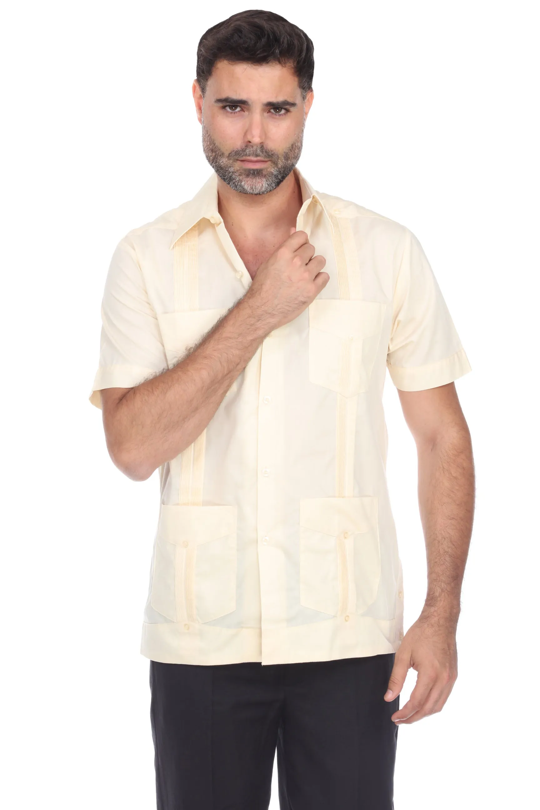 Mojito Collection Guayabera Shirt Classic Poly Cotton Blend Short Sleeve