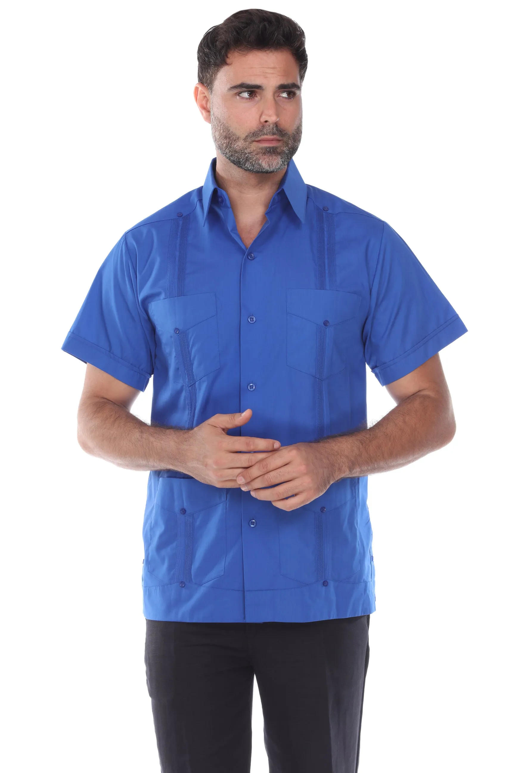 Mojito Collection Guayabera Shirt Classic Poly Cotton Blend Short Sleeve