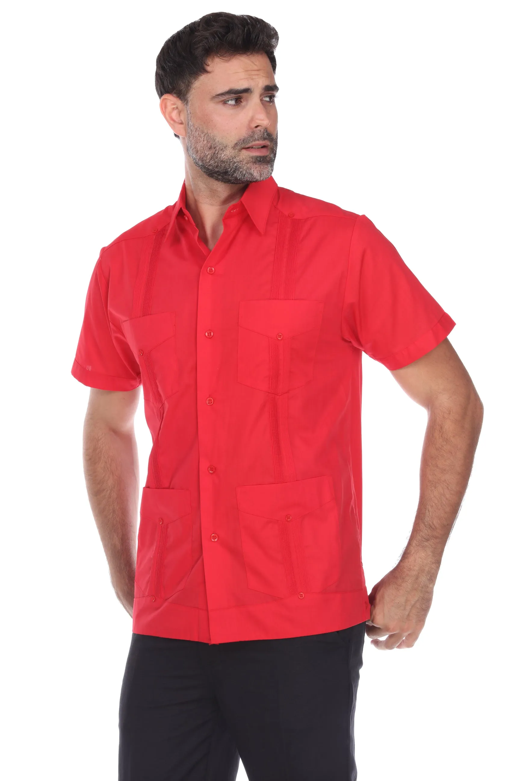 Mojito Collection Guayabera Shirt Classic Poly Cotton Blend Short Sleeve