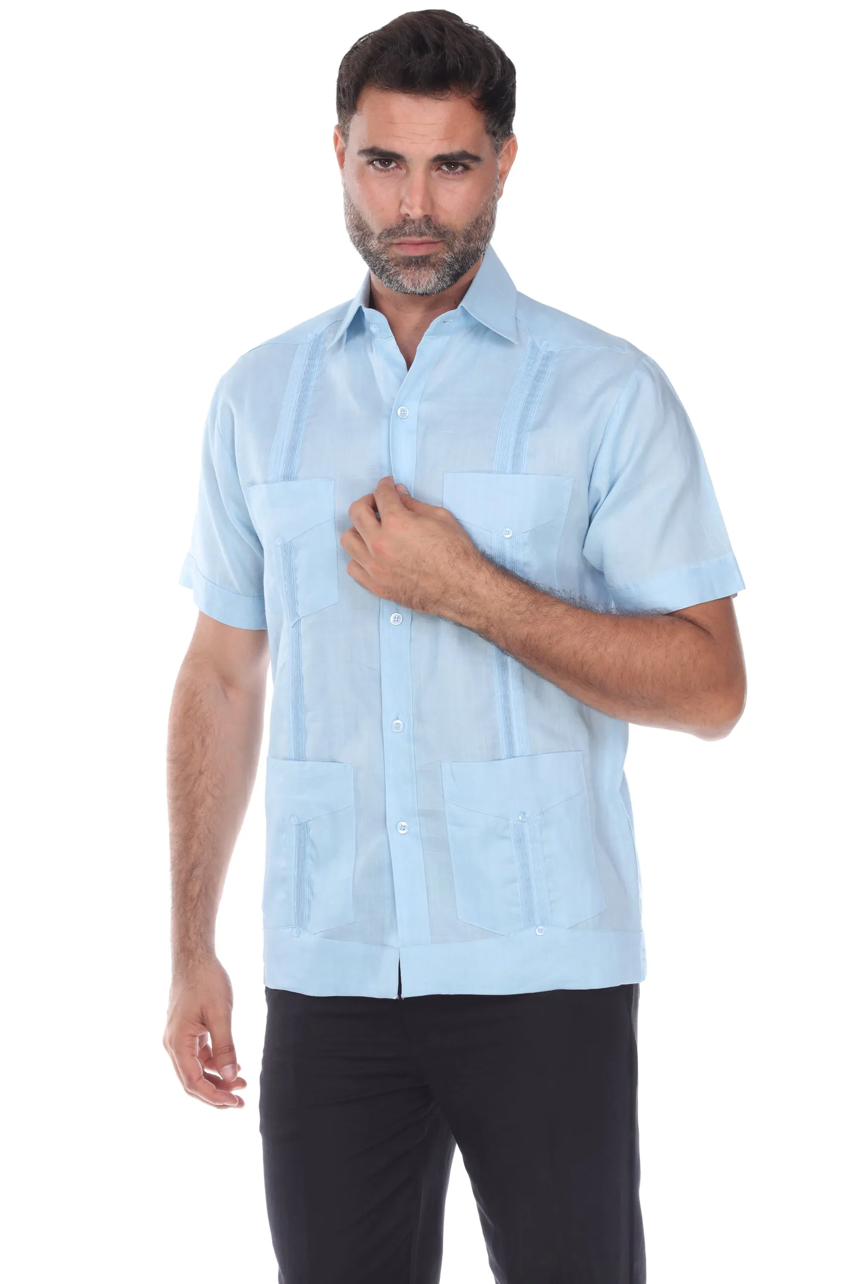 Mojito Collection Guayabera Shirt Classic Poly Cotton Blend Short Sleeve