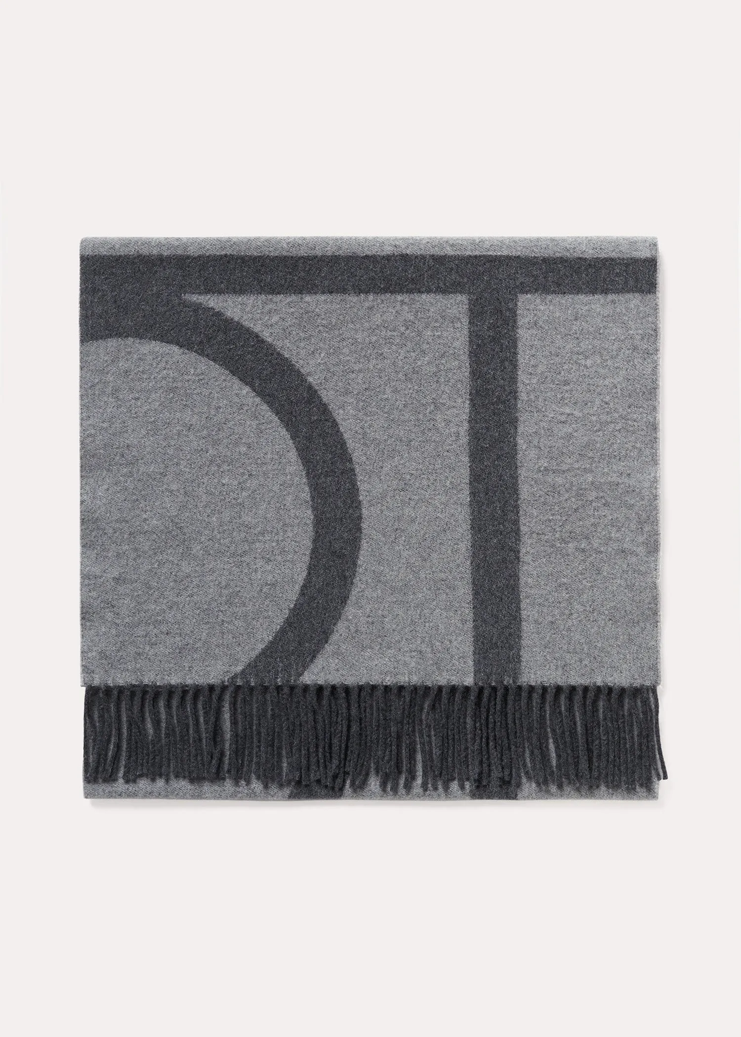 Monogram jacquard wool scarf dark grey mélange