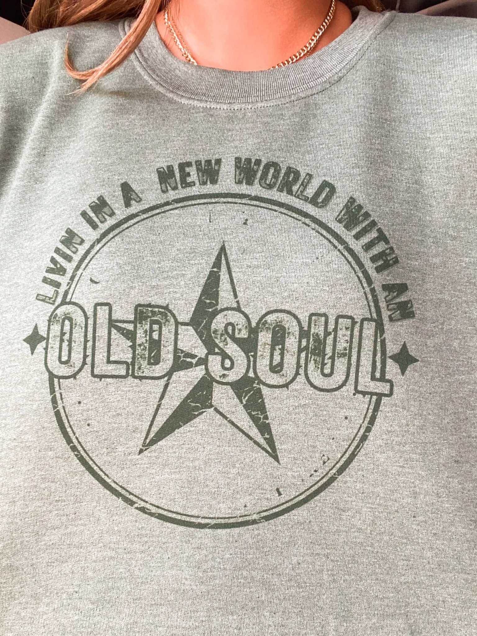 Old Soul Graphic Sweatshirt - Heather Green