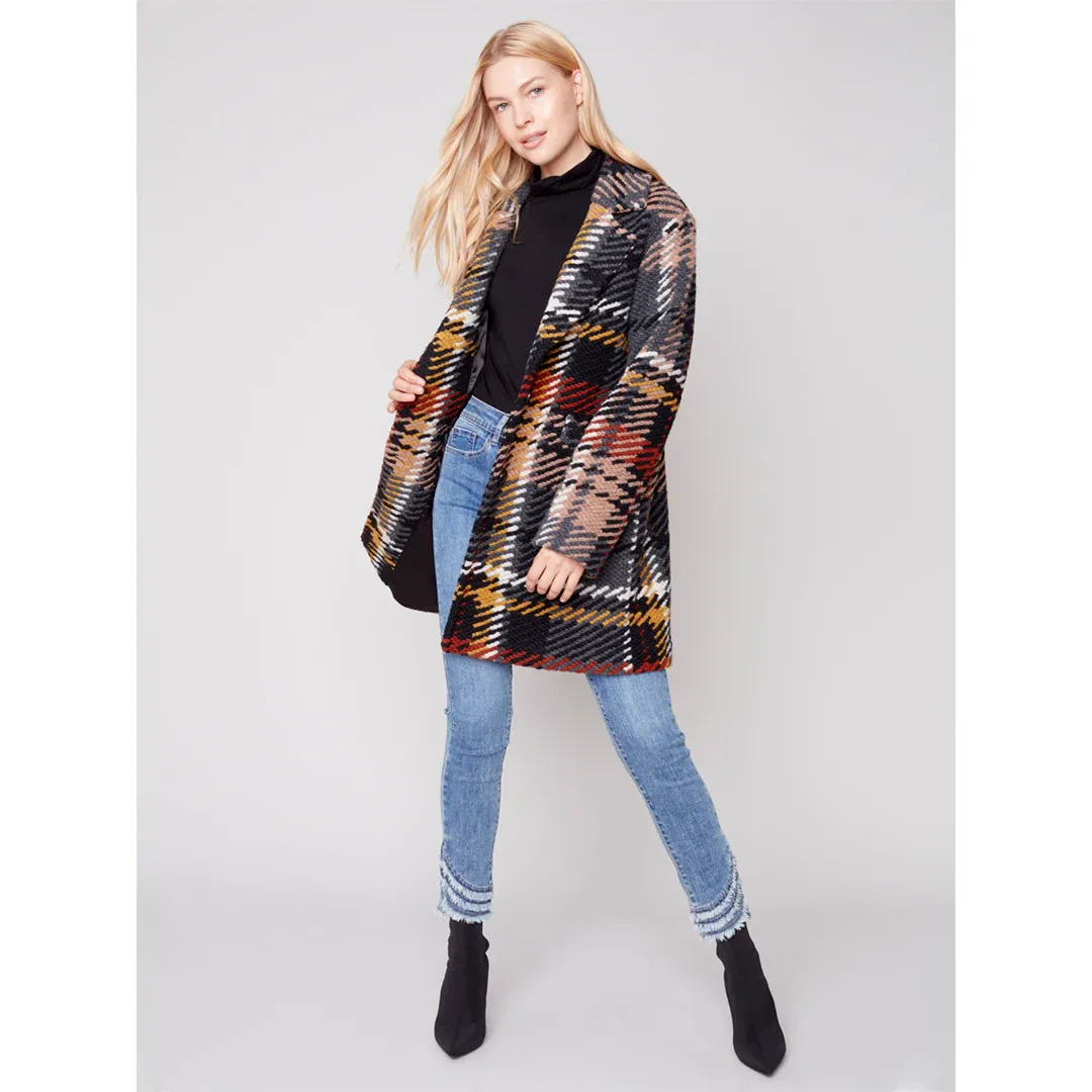 PLAID KNIT COAT