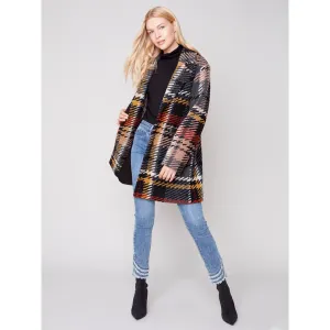 PLAID KNIT COAT