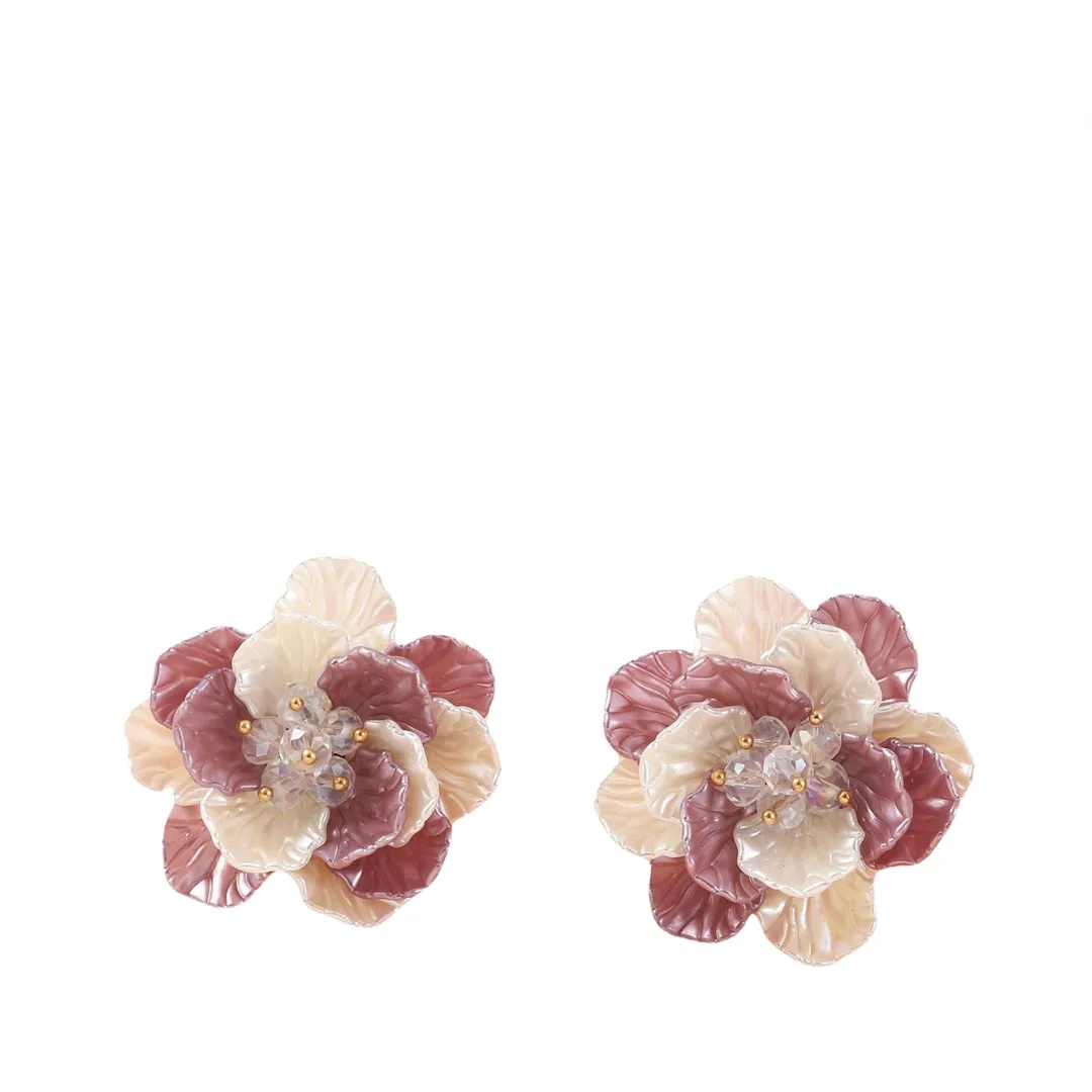 Pre Order: Exaggerated Resin Flower Bohemian Retro Earrings