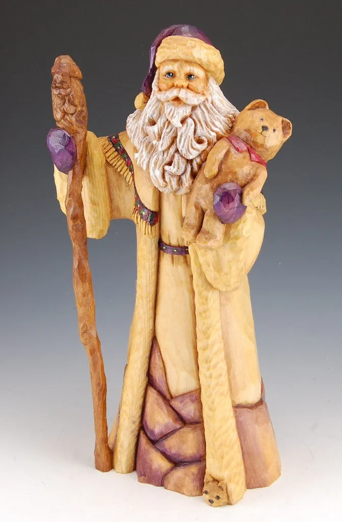 Purple Hills Santa and Teddy Bear by Barbara Scoles