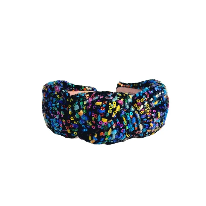 Rainbow Tweed Topknot Headband