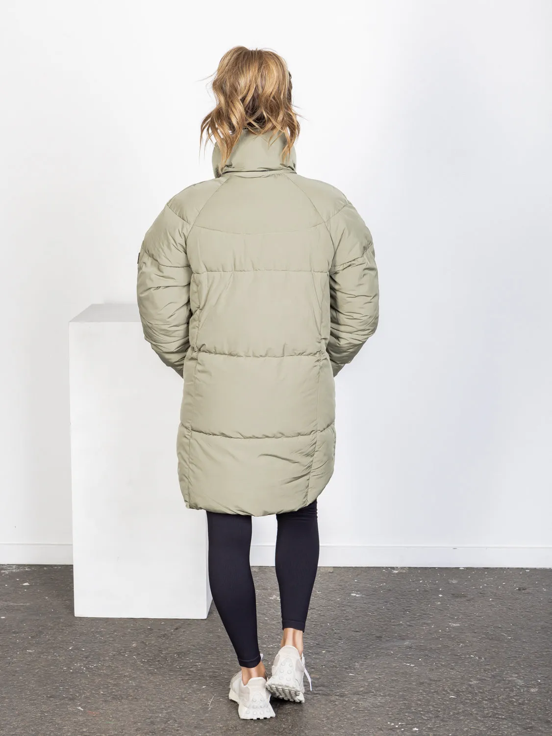 Remi Luxe Midi Puffer Jacket - Khaki