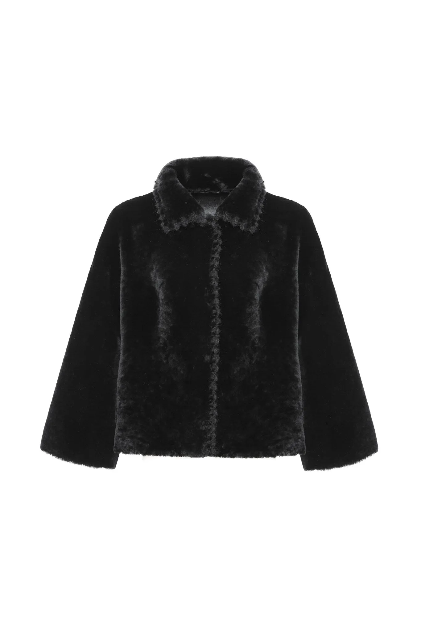 Reversible Select Shearling Jacket with Embroiderd Trim