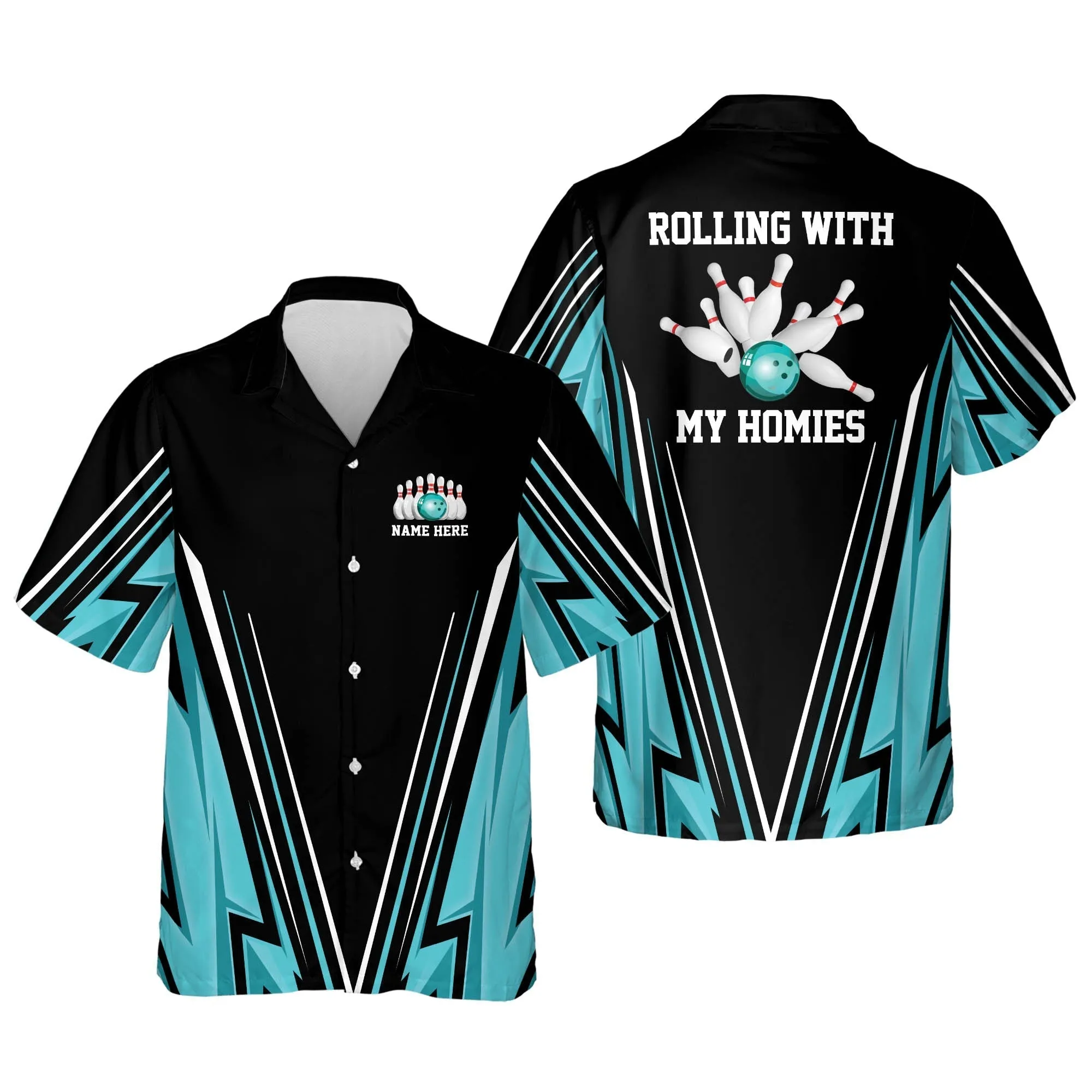 Rolling with My Homies bowling Hawaiian Shirt, Bowling Team Shirt, Bowling Gift