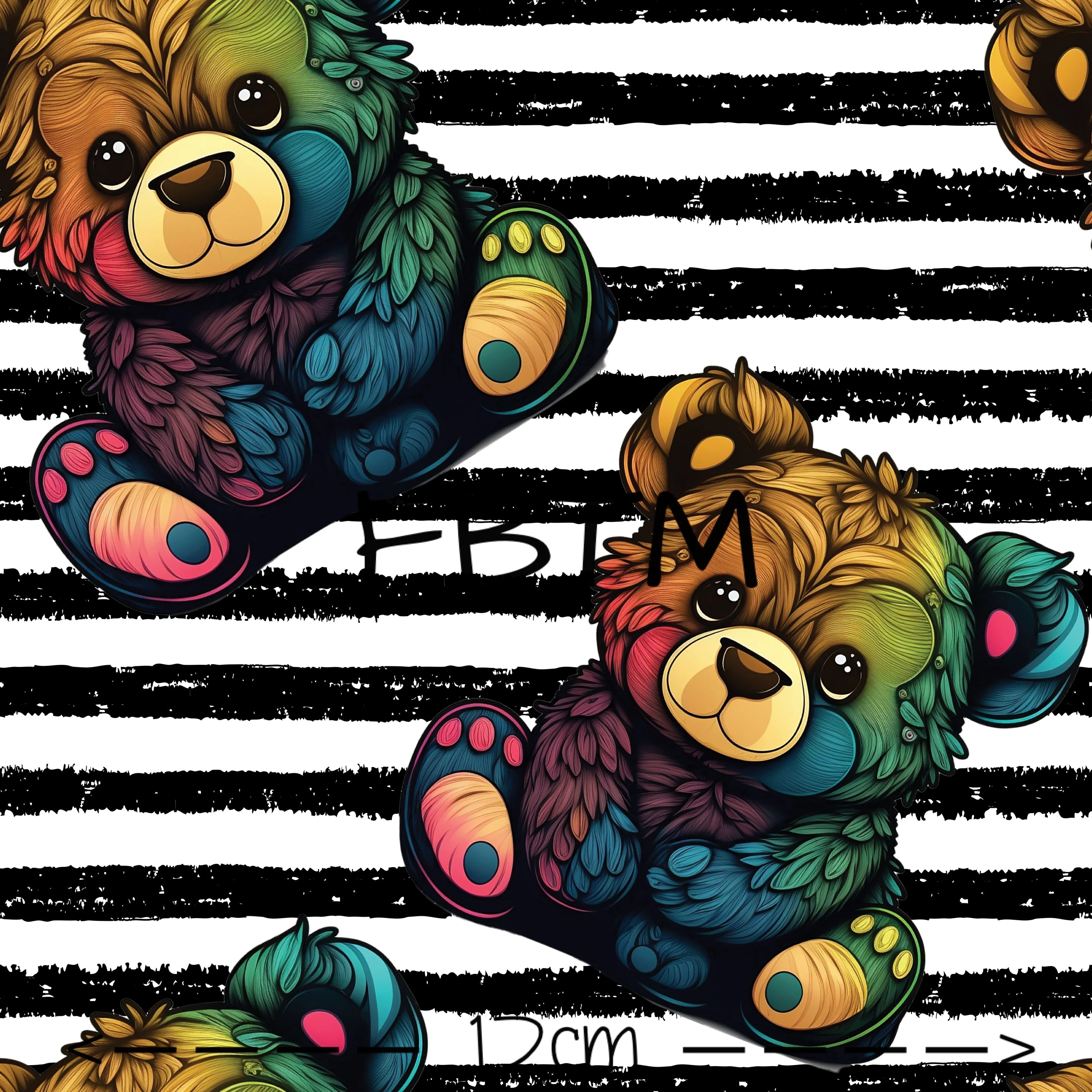 ROUND 41 - Rainbow Teddy Bear COTTON LYCRA