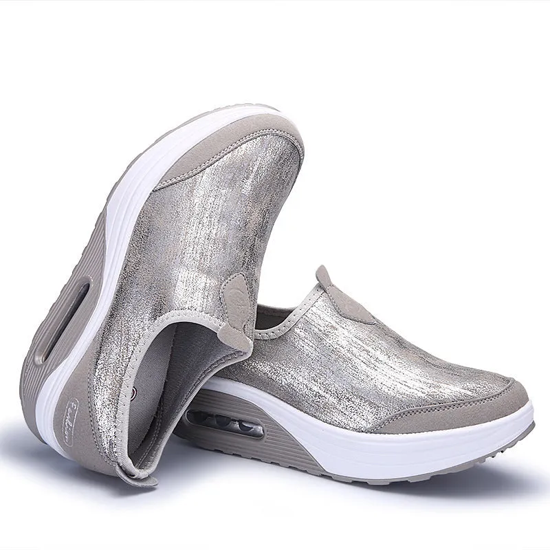 Step into Comfort with Owlkay Casual Platform Slip-On Sneakers