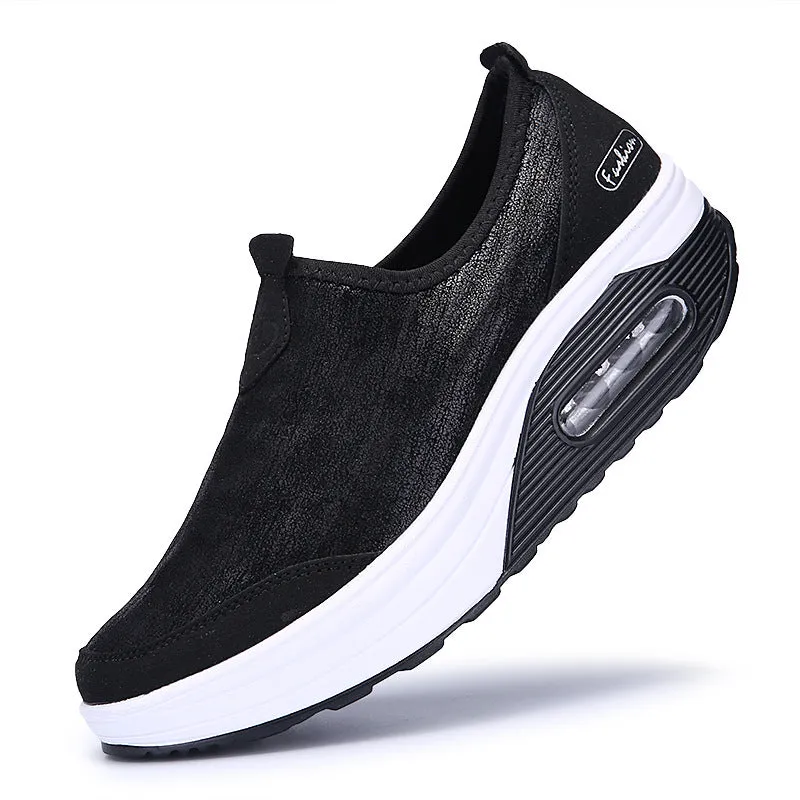 Step into Comfort with Owlkay Casual Platform Slip-On Sneakers