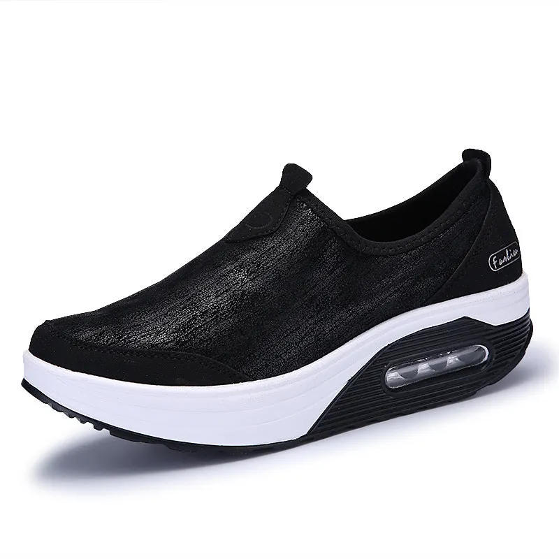 Step into Comfort with Owlkay Casual Platform Slip-On Sneakers