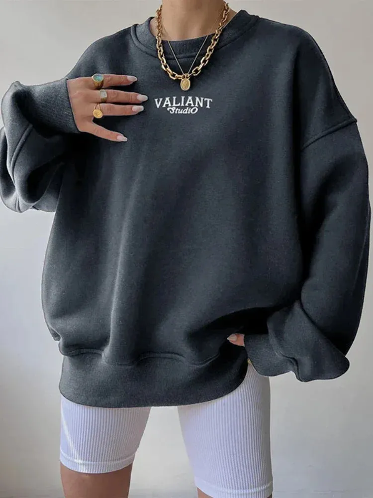 Streetwear Fashion Graphic Hoodies Oversized Sweatshirts Long Sleeve Top New Women Clothing Trend 2023 Winter C69-DB44