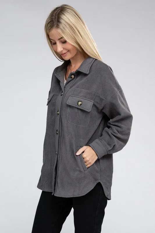 TEEK - Grey Textured Button Up Shacket