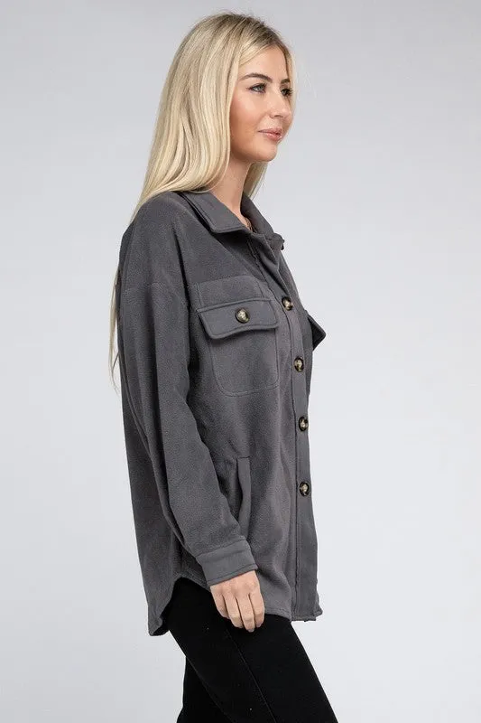 TEEK - Grey Textured Button Up Shacket