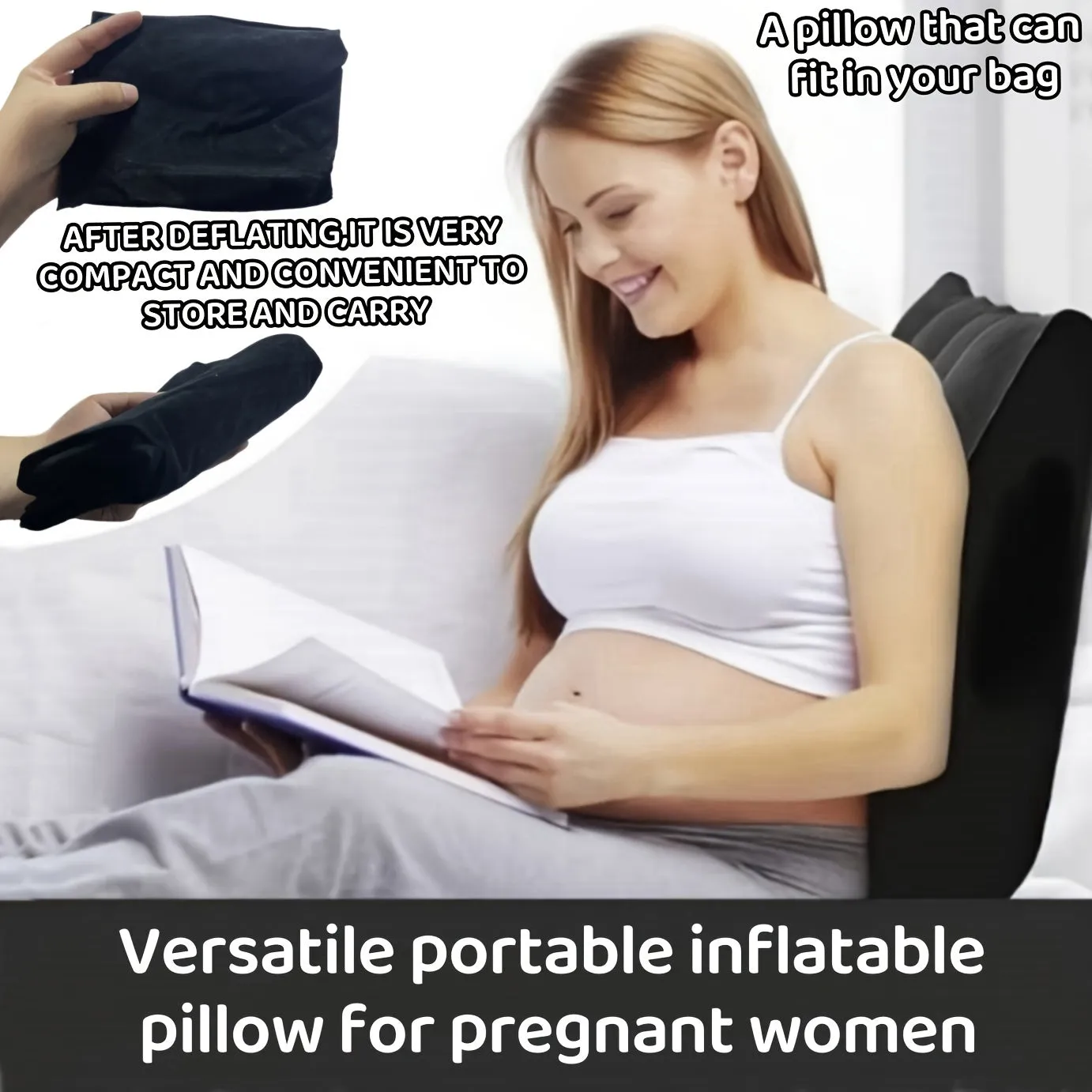 Ultimate Comfort Pillow - Inflatable, Multi-Purpose, Lumbar Support, Maternity Must-Have, Travel Companion, Ergonomic Design, Compact, Lightweight, Portable, Machine Washable, Soft, Breathable, Adjustable Firmness