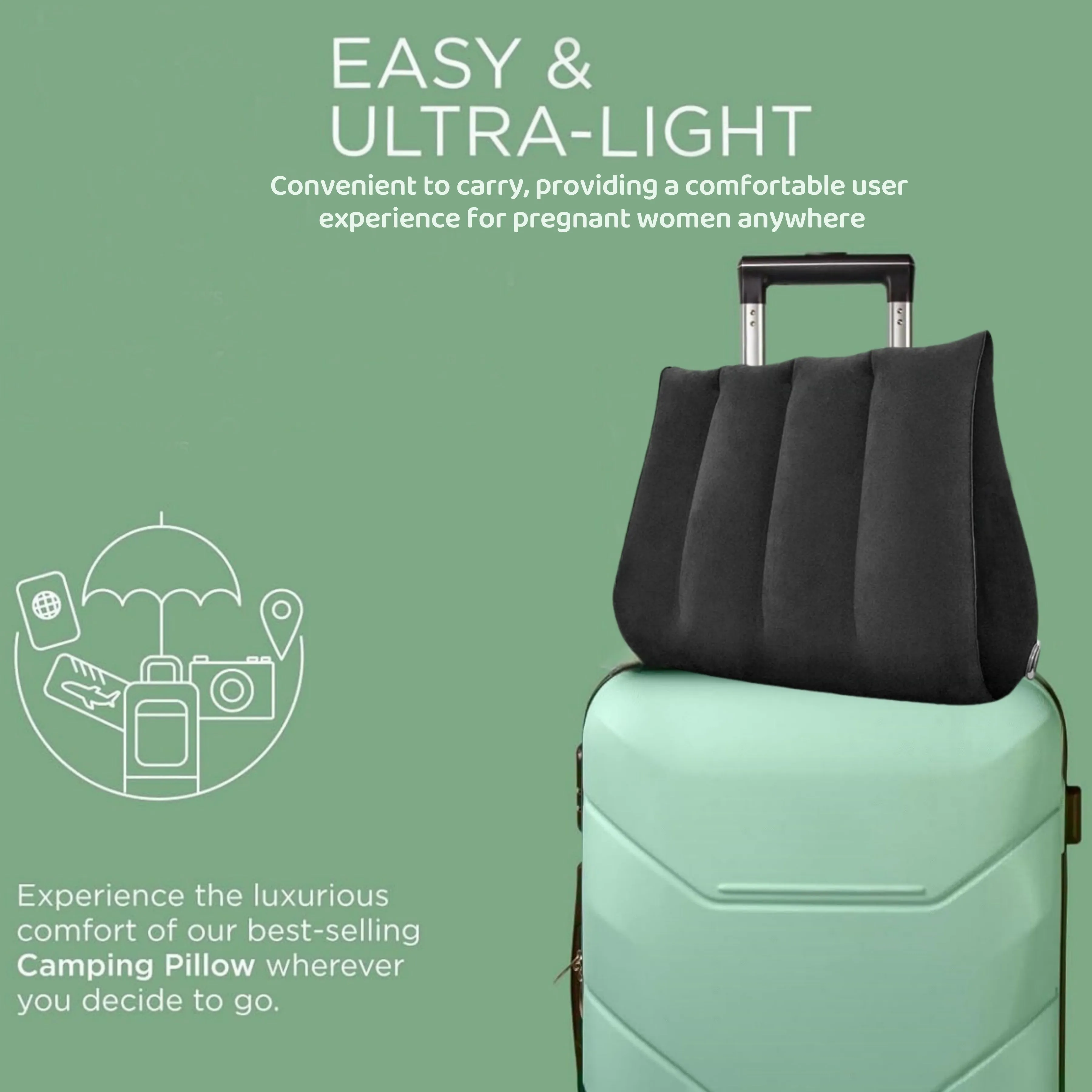 Ultimate Comfort Pillow - Inflatable, Multi-Purpose, Lumbar Support, Maternity Must-Have, Travel Companion, Ergonomic Design, Compact, Lightweight, Portable, Machine Washable, Soft, Breathable, Adjustable Firmness