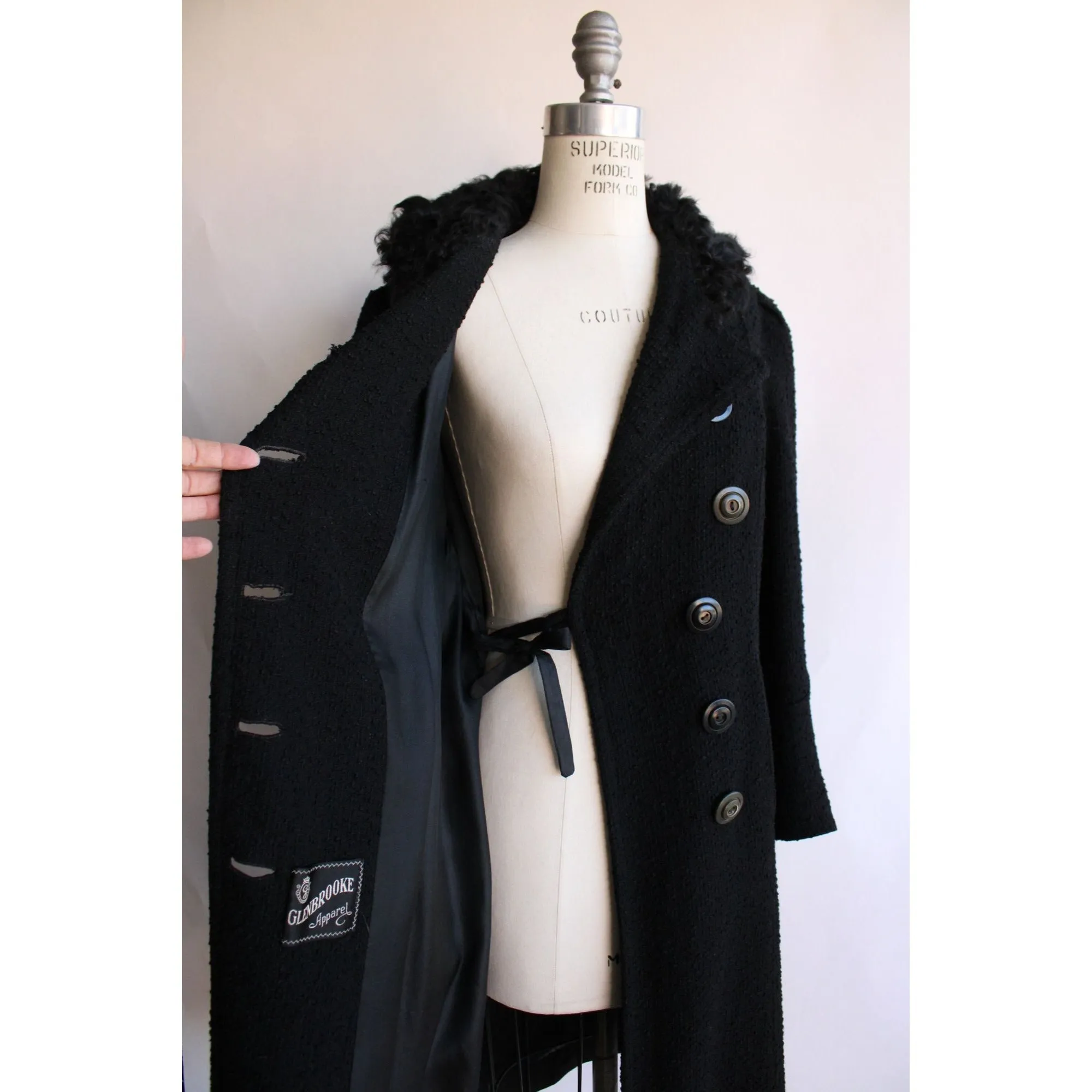 Vintage 1960s Glenbrooke Coat with Belt and Fur Collar