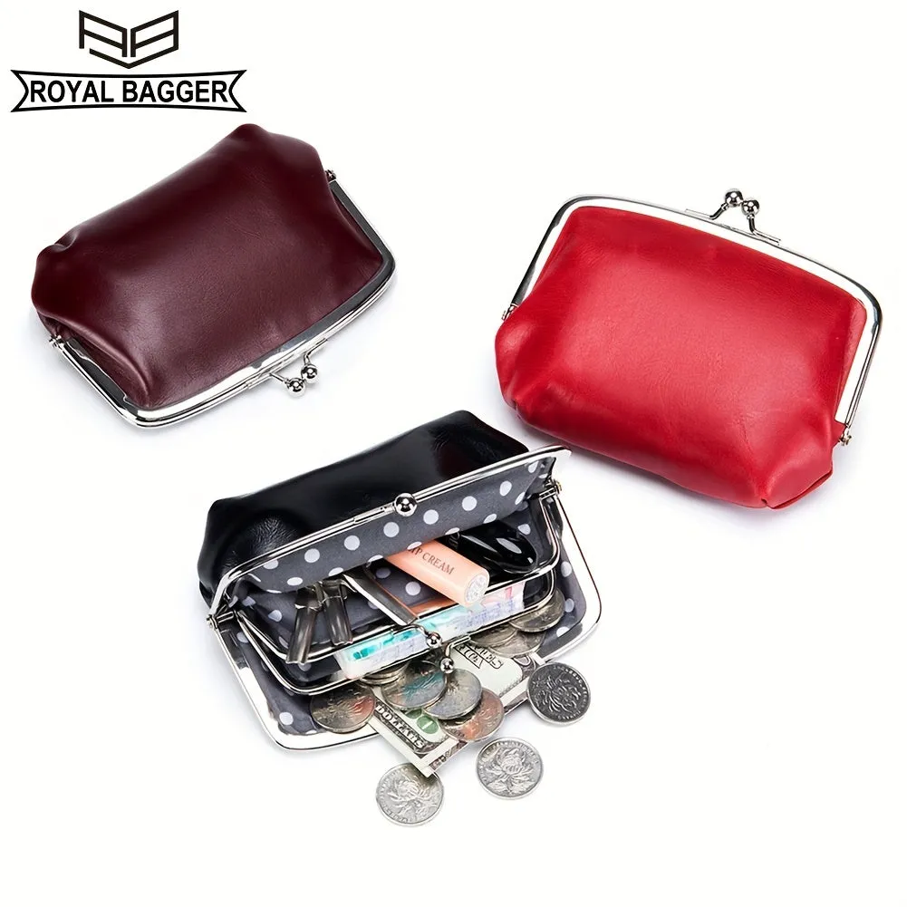 Vintage Royal Bagger Leather Coin Purse | Secure Kiss-Lock Closure | Compact Multipurpose Key & Earphone Storage Bag