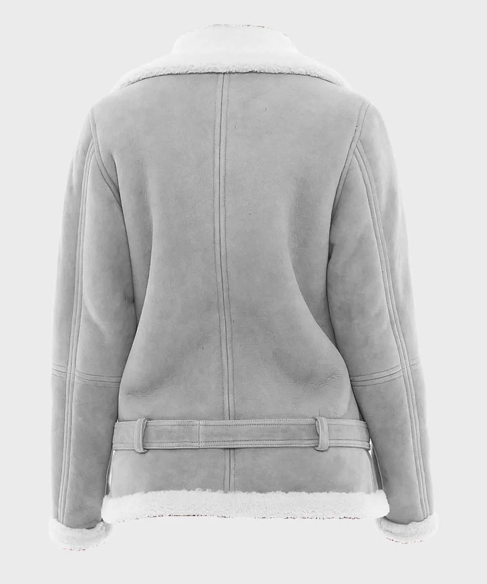 Women’s Grey Suede Shearling Jacket