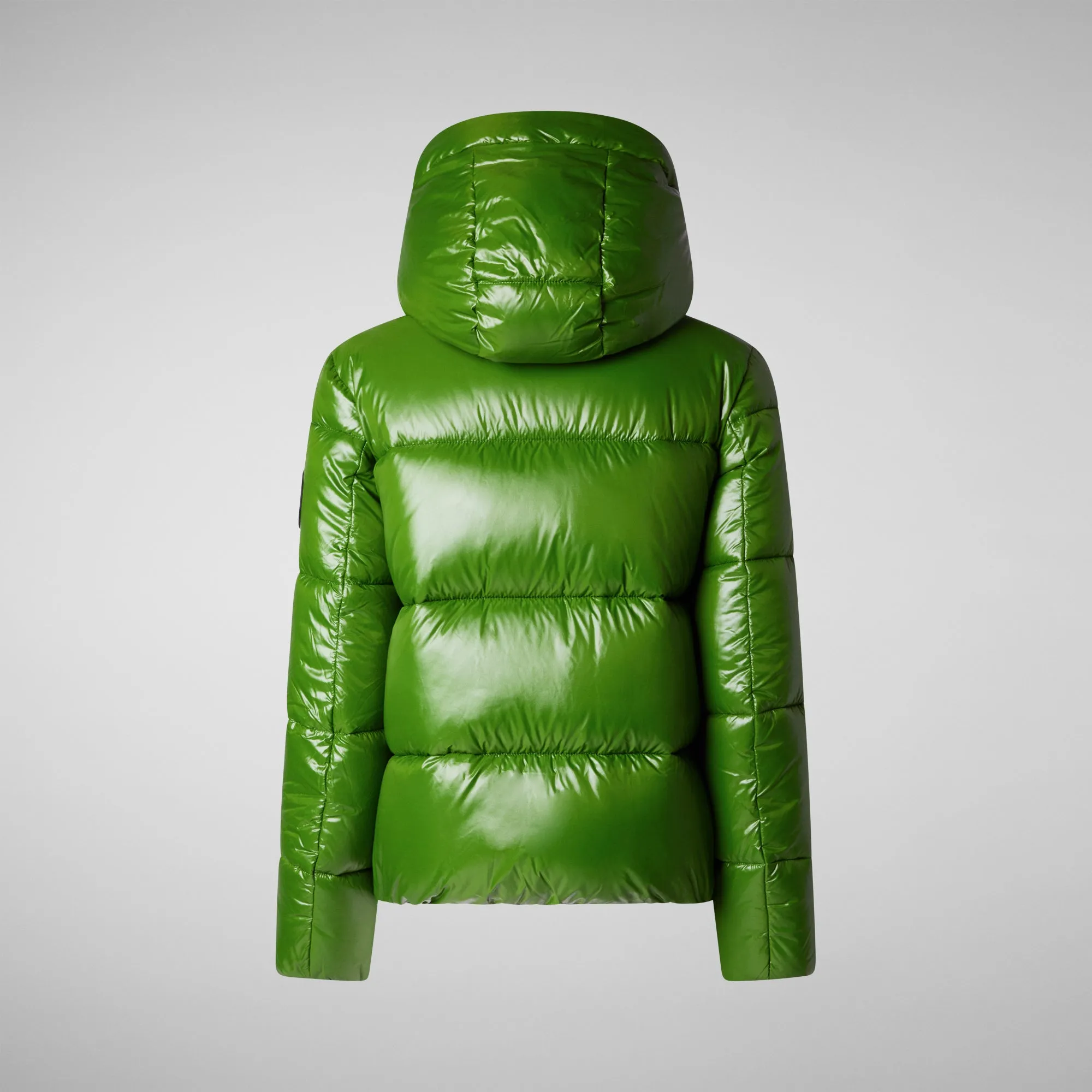 Women's Hooded Animal free Puffer Jacket Biddy in Grass Green